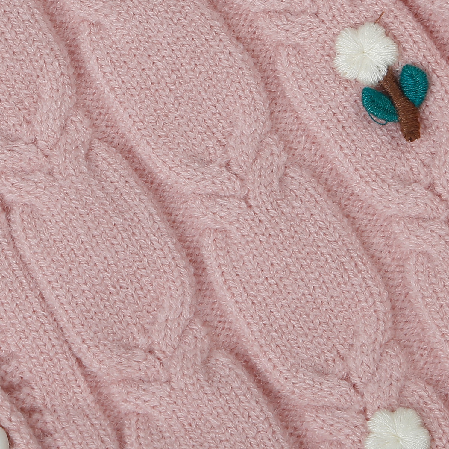 Áo Gile len bé gái Mamago cài cúc thêu hoa 25M-G09 (Hồng)