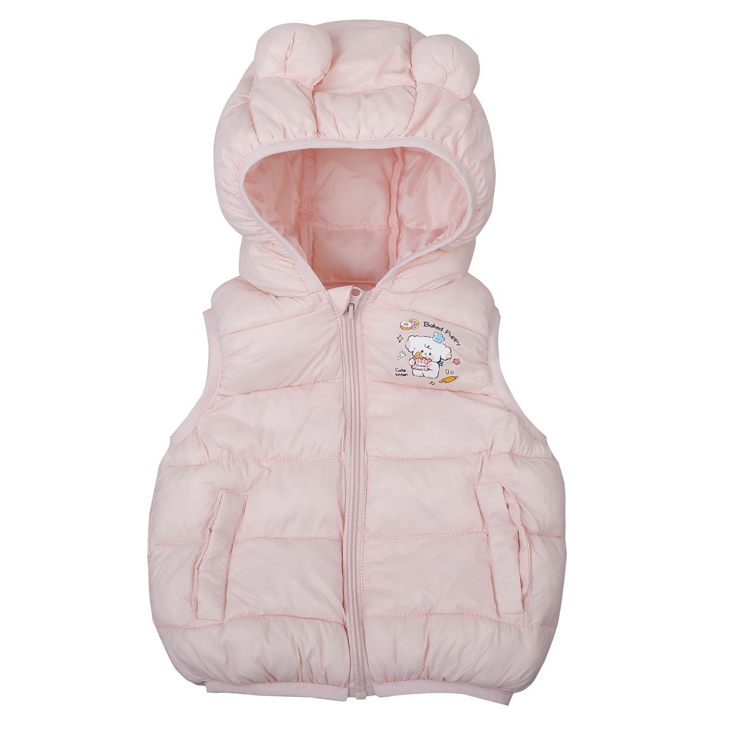 Áo khoác bé gái sát nách KidsPlaza in cún 25K (Hồng)  hình 1