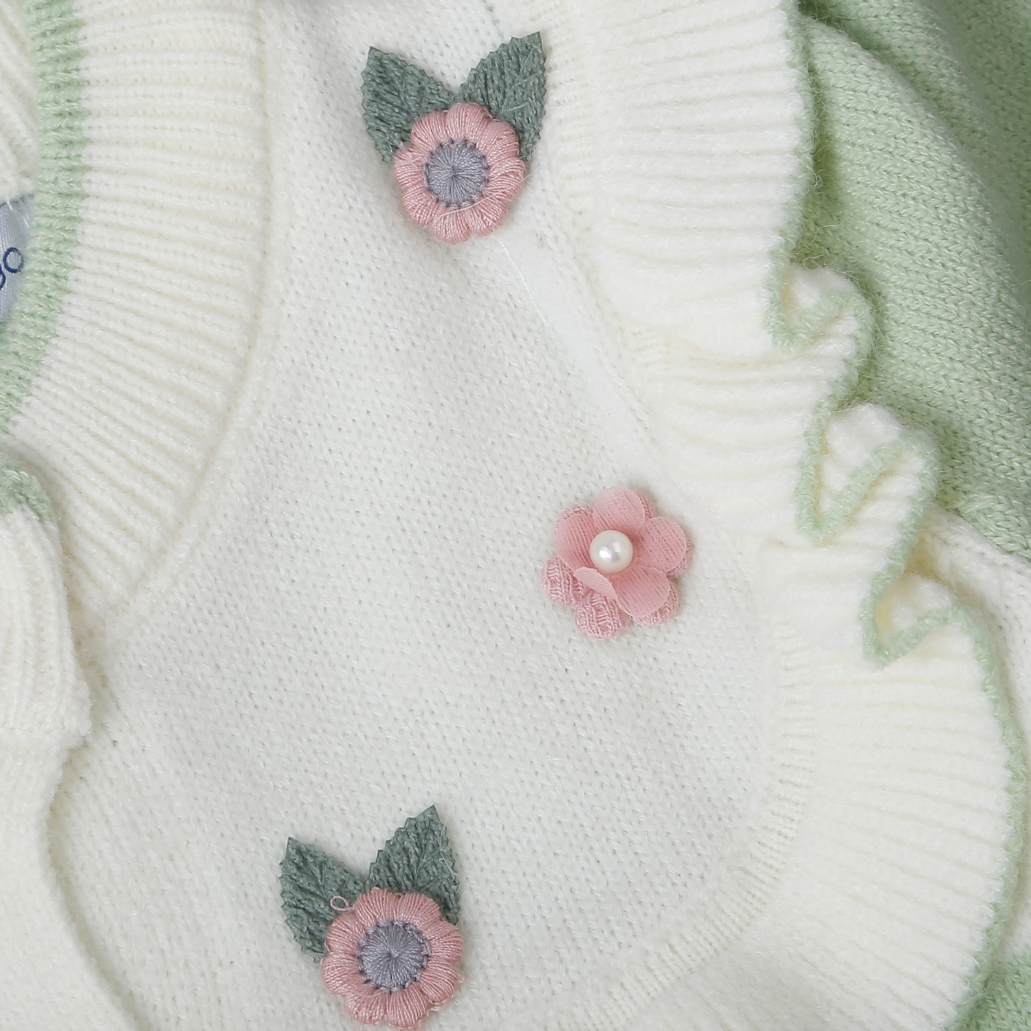  Áo len bé gái Mamago gắn hoa 25M-A05 (Xanh) hình 2