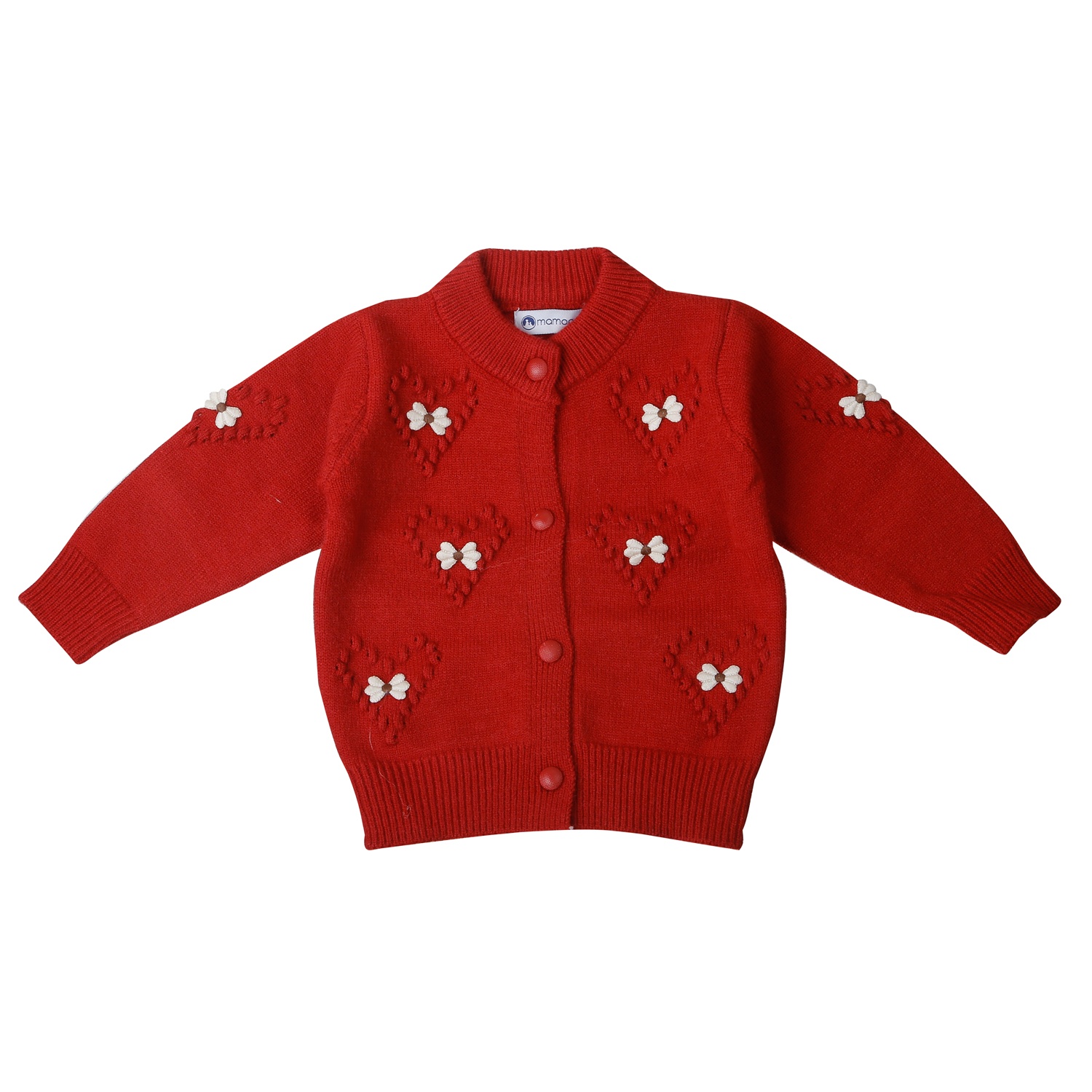 Áo len gile sơ sinh Mamago ND19 (Hồng đậm) Áo len bé gái Mamago gắn nơ trái tim 25M-A04 (Đỏ)