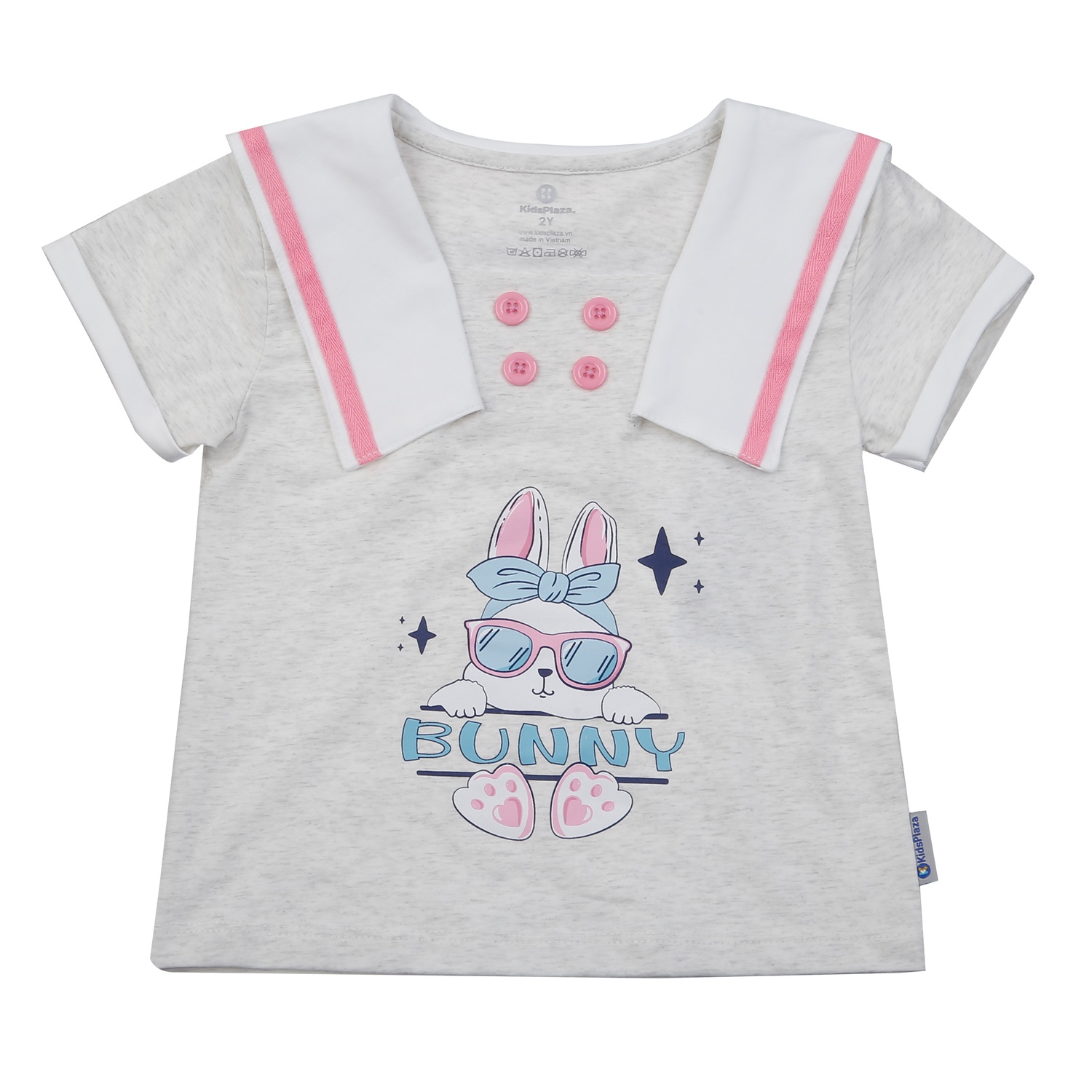Bộ cộc tay bé gái KidsPlaza in Bunny TT25H (Xám tiêu)