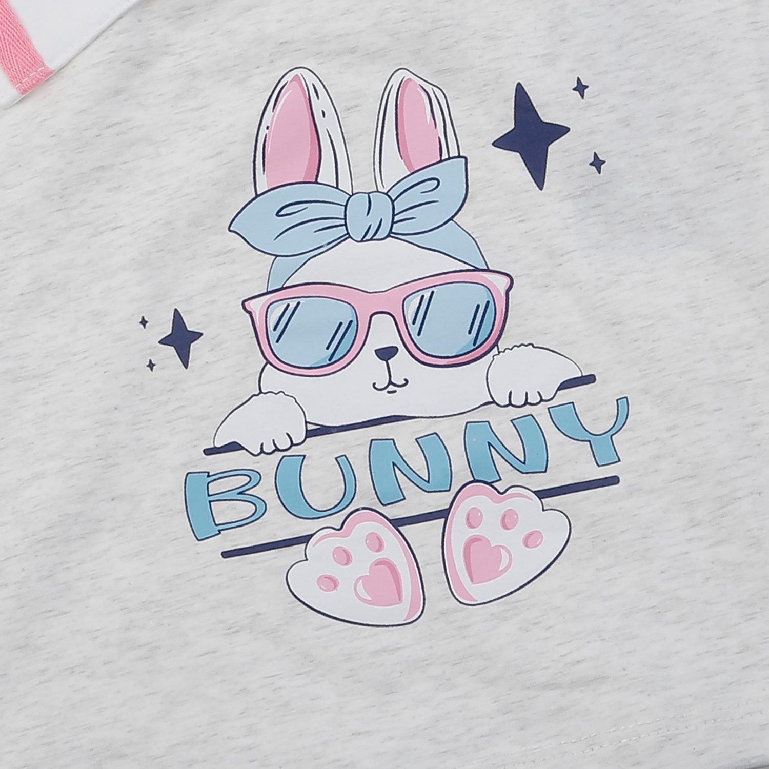 Bộ cộc tay bé gái KidsPlaza in Bunny TT25H (Xám tiêu)