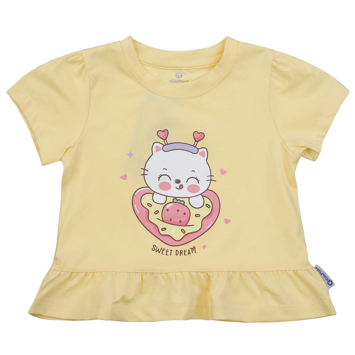 Bộ cộc tay bé gái KidsPlaza in mèo Sweet TT25H (Vàng)