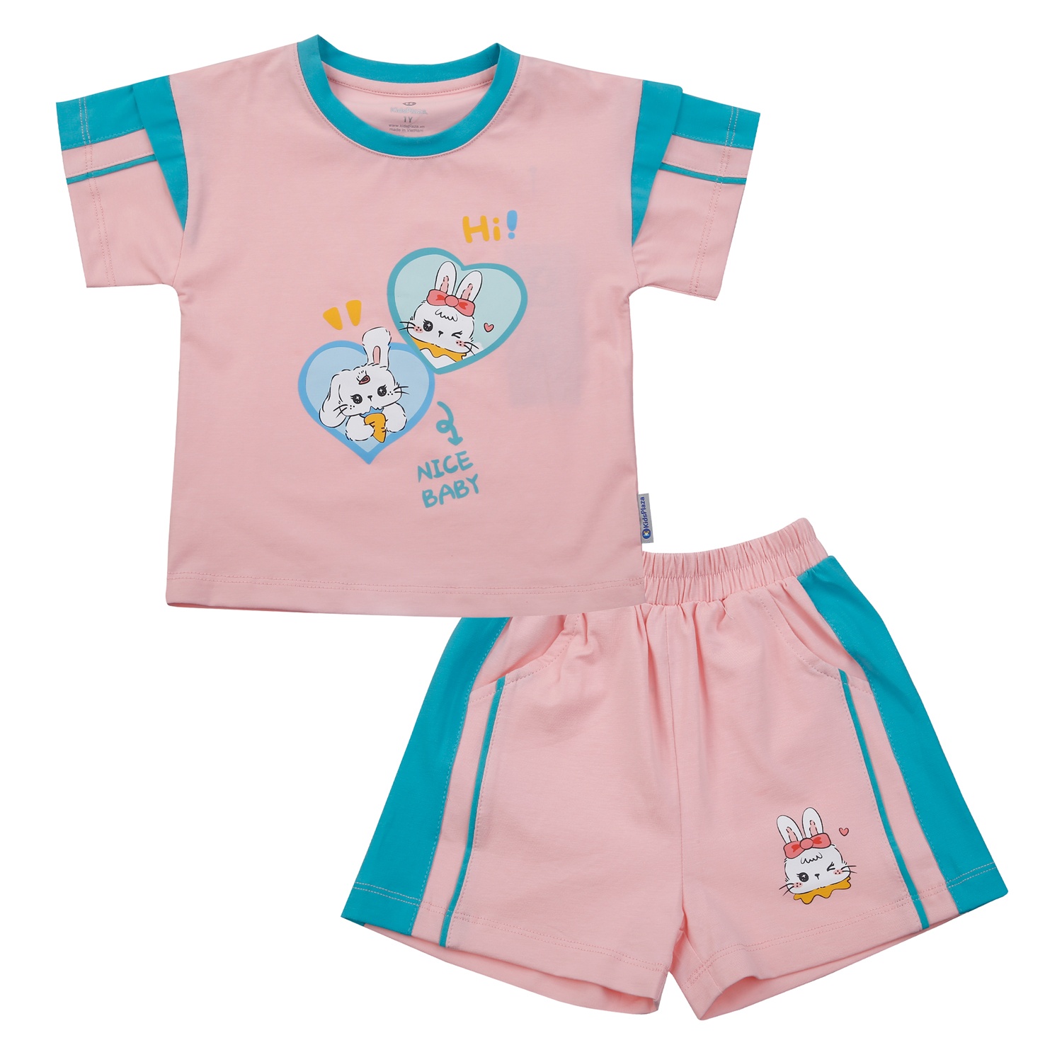 Bộ cộc tay bé gái KidsPlaza in thỏ TT25H (Hồng)