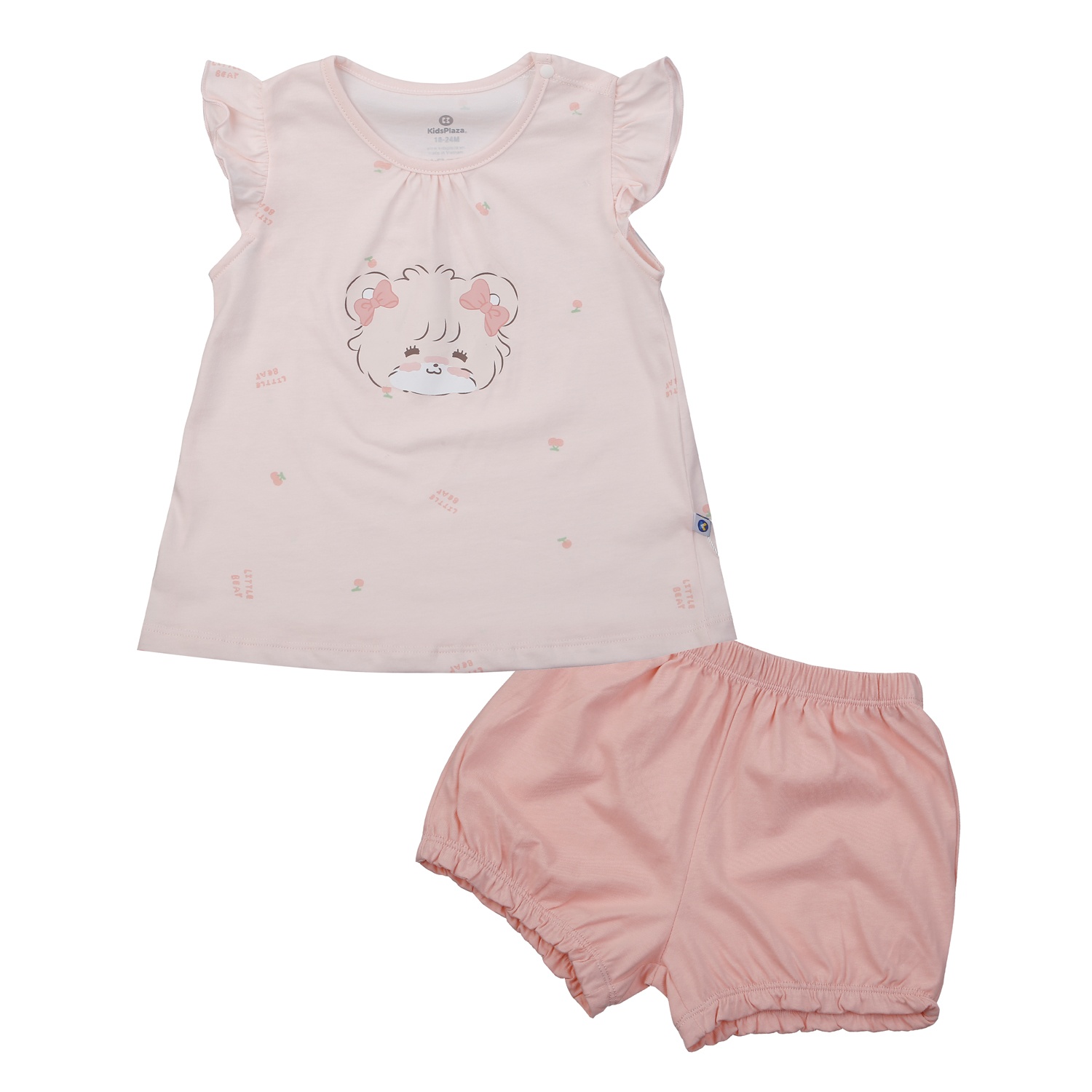 Bộ quần áo cộc bé gái KidsPlaza in mặt gấu BA25H (Hồng) 