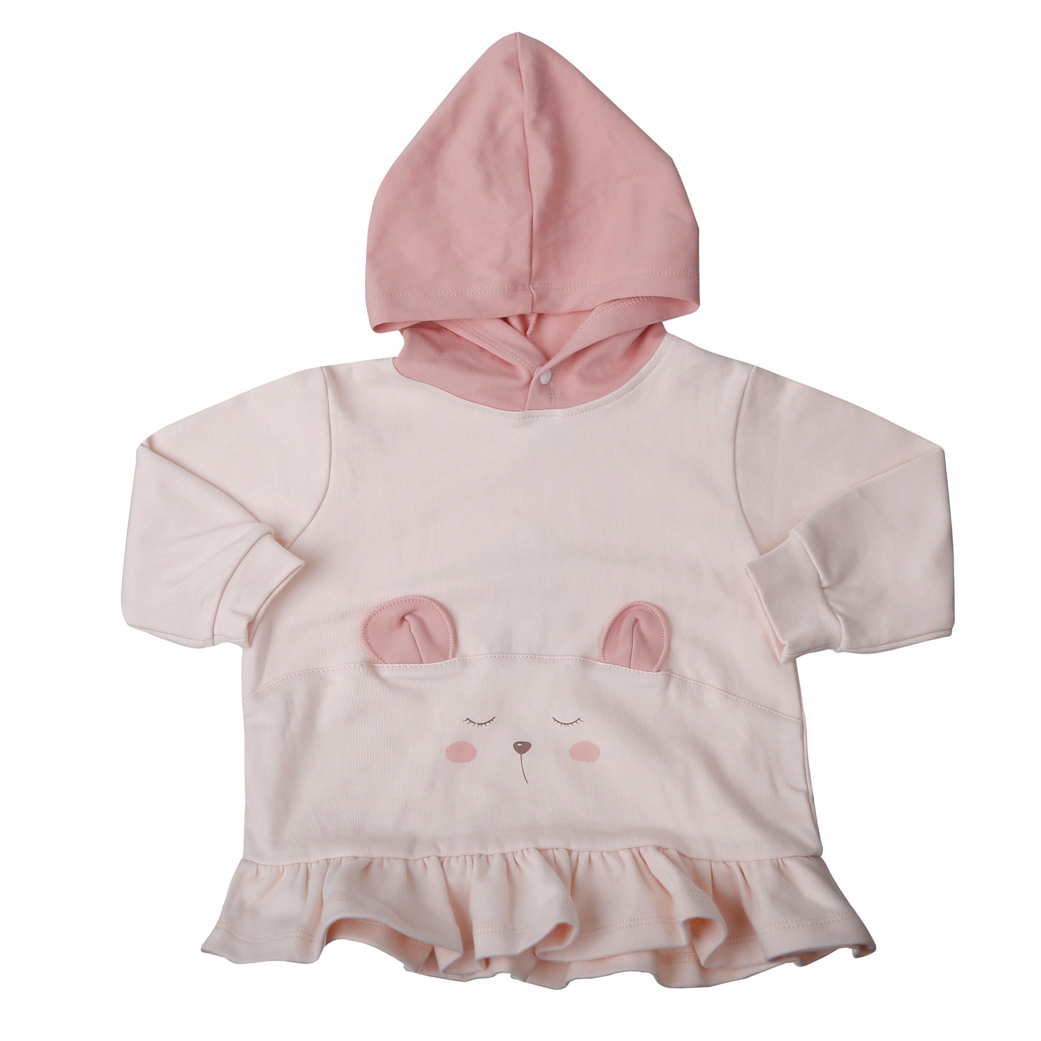 Bộ quần áo dài tay bé gái KidsPlaza có mũ ND25D (Hồng) 