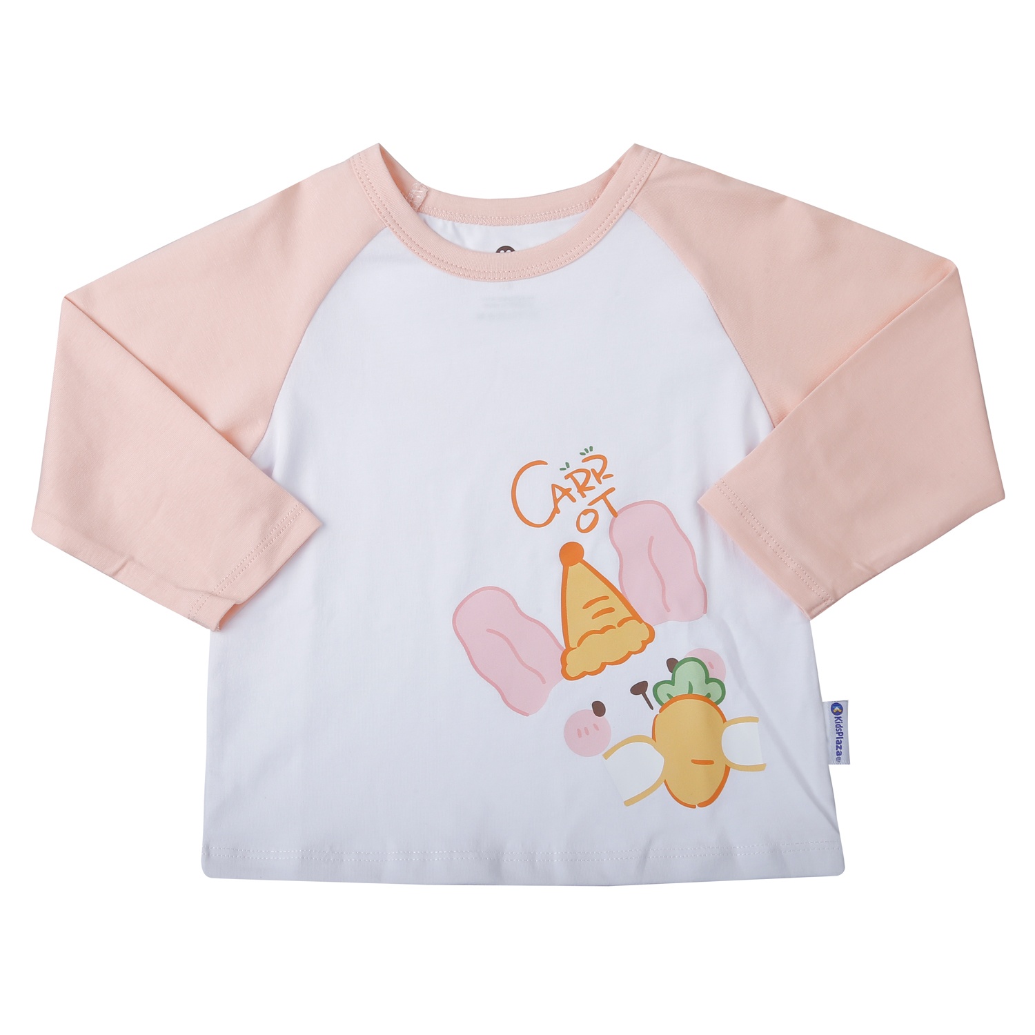 Bộ quần áo dài tay bé gái KidsPlaza cotton in carrot M25T (Trắng hồng) hình 2
