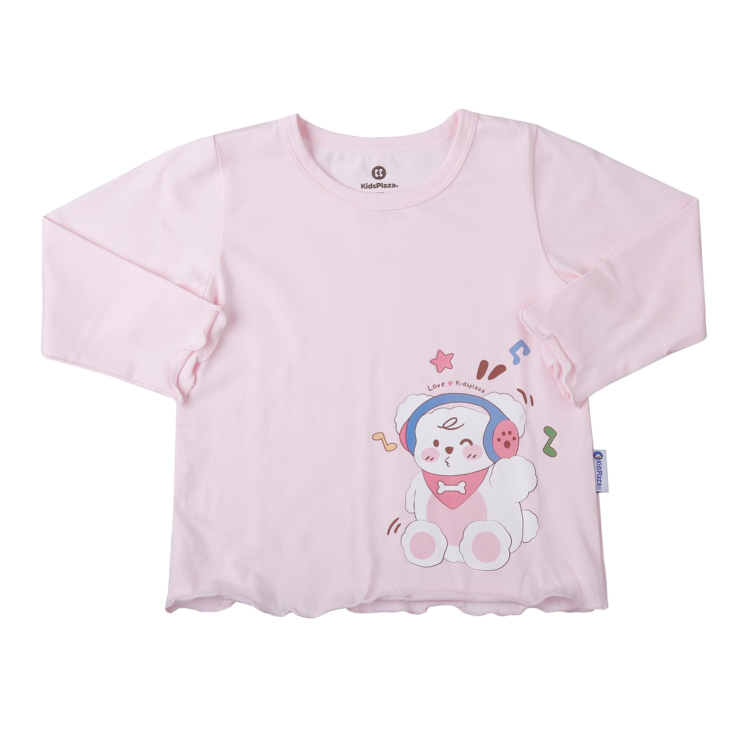 Bộ quần áo dài tay bé gái KidsPlaza cotton in gấu M25T (Hồng ghi) hình 2