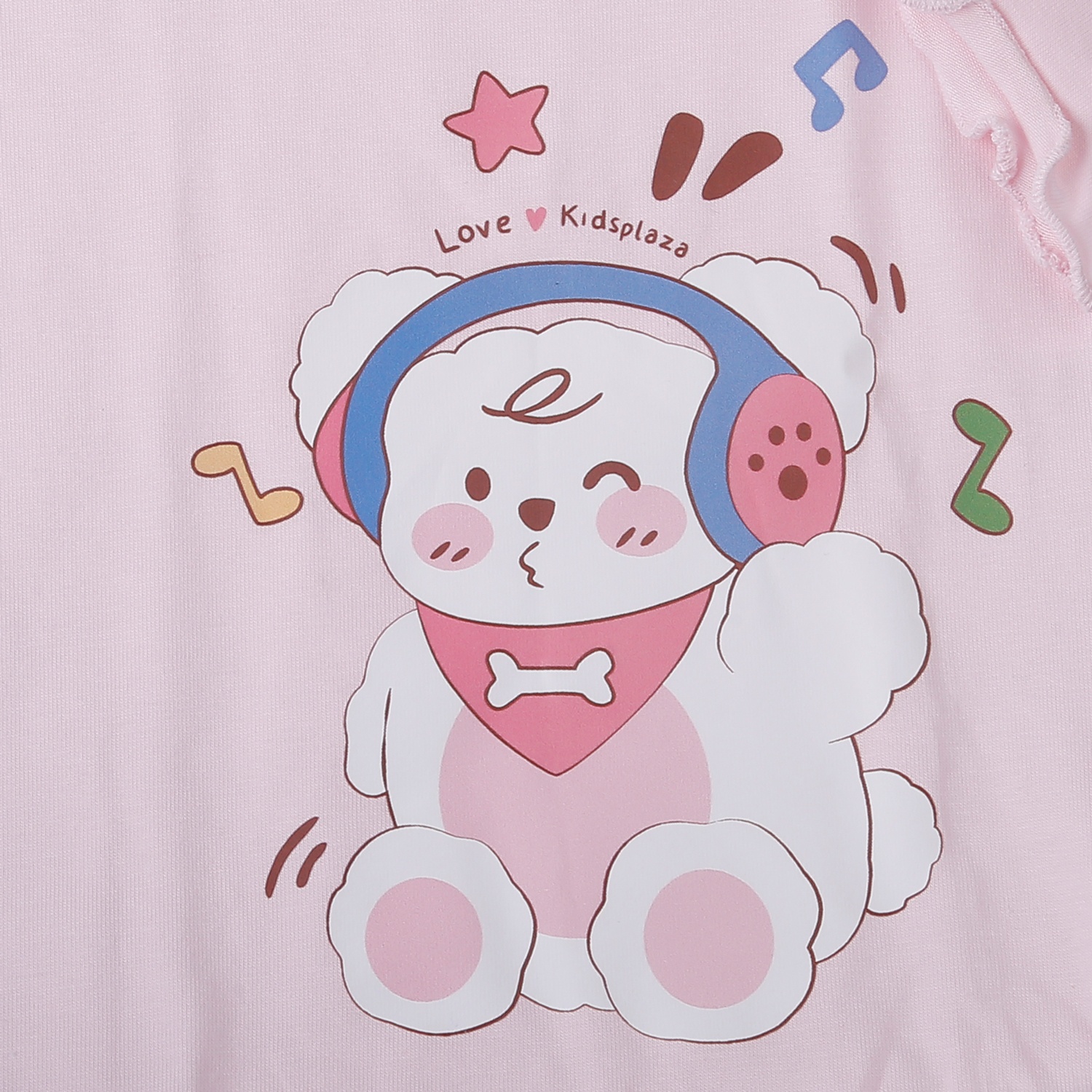 Bộ quần áo dài tay bé gái KidsPlaza cotton in gấu M25T (Hồng ghi) hình 3