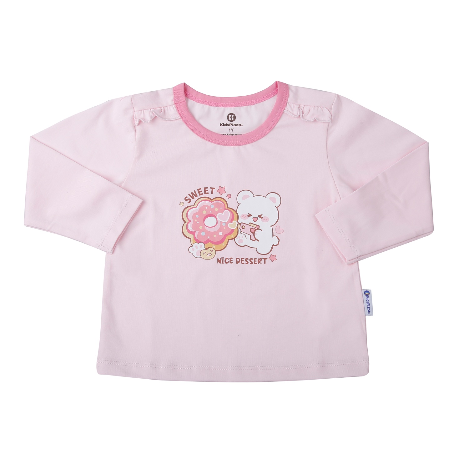  Bộ quần áo dài tay bé gái KidsPlaza cotton in mèo sweet M25T (Hồng) hình 2