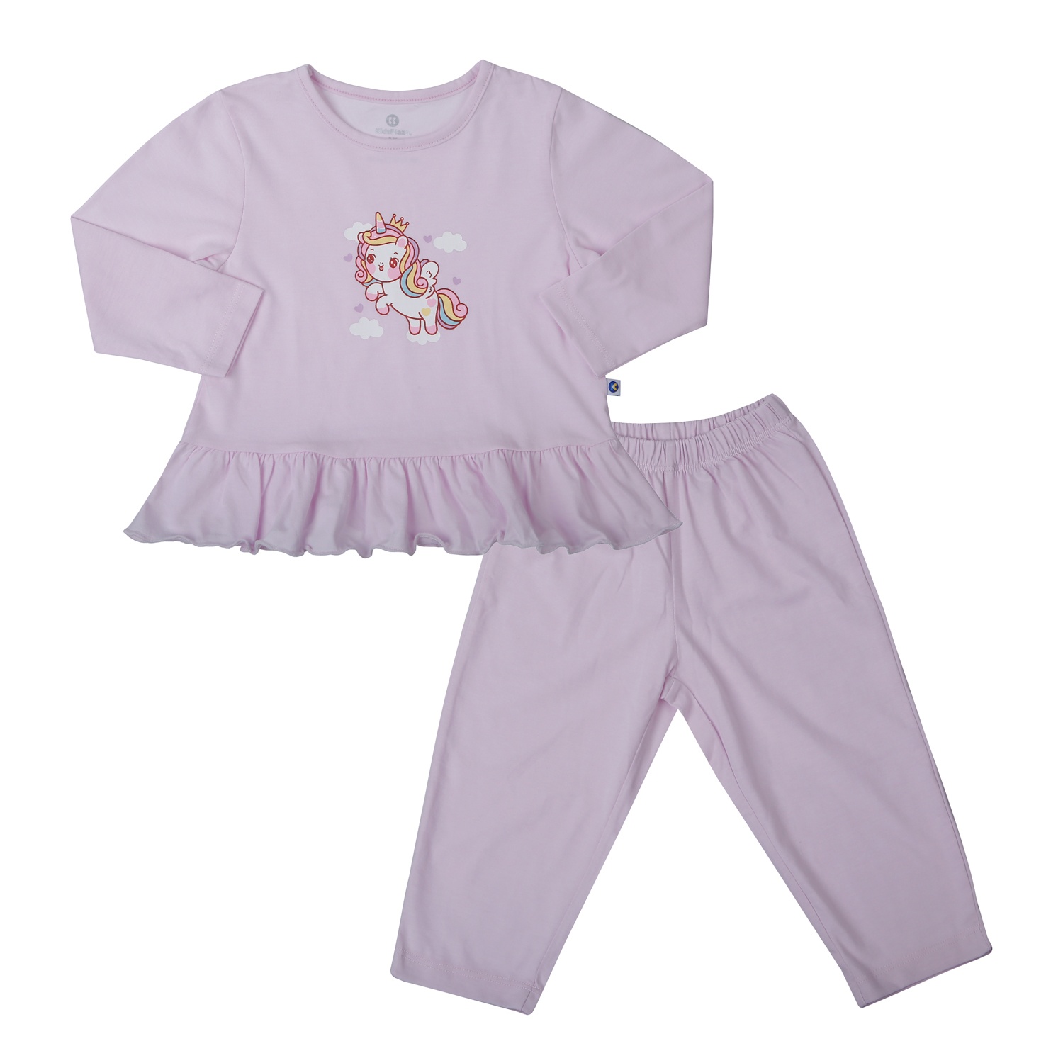 Bộ quần áo dài tay bé gái KidsPlaza cotton in ngựa BA25T (Màu tím)