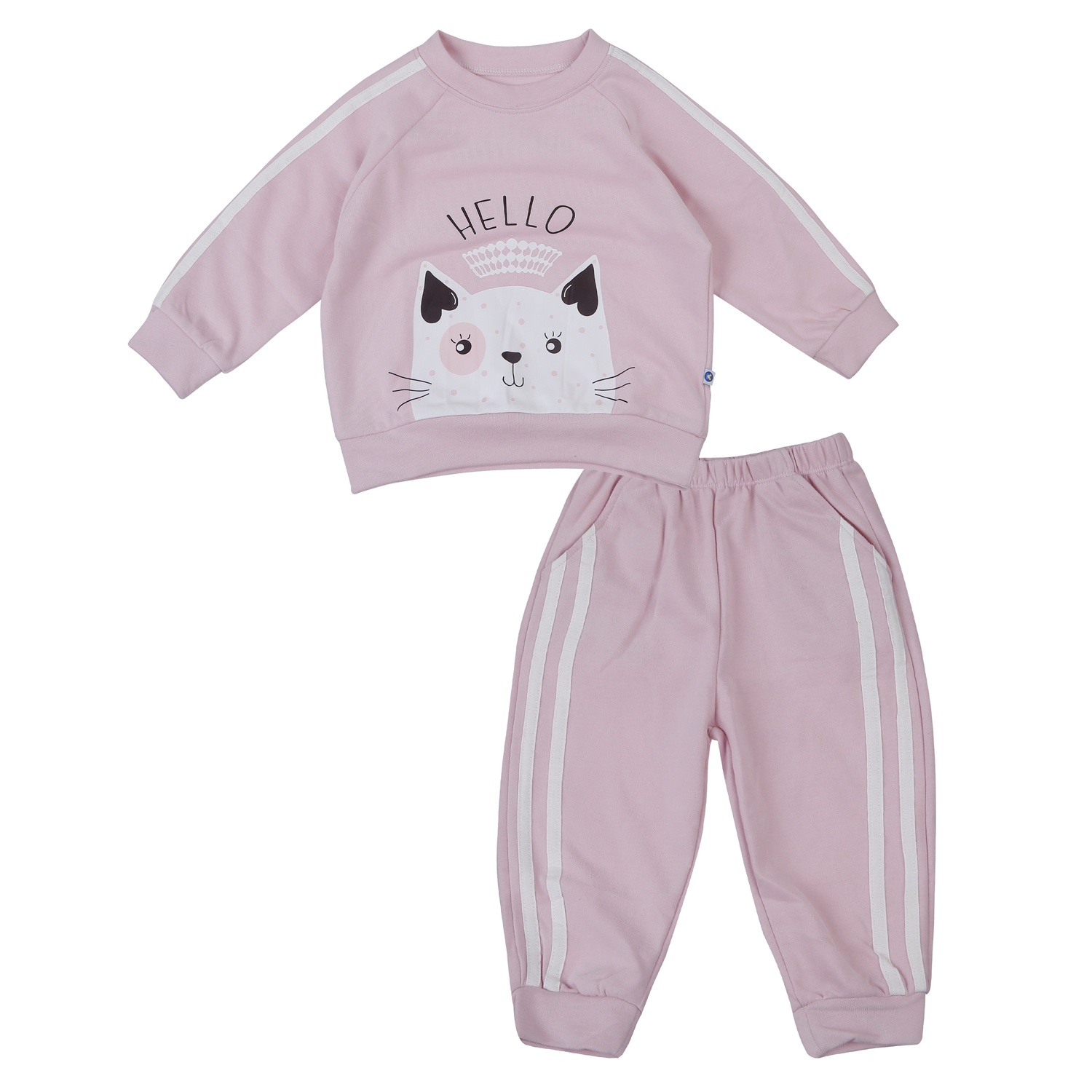 Bộ quần áo dài tay bé gái Kidsplaza in mèo HN25D (Tím)