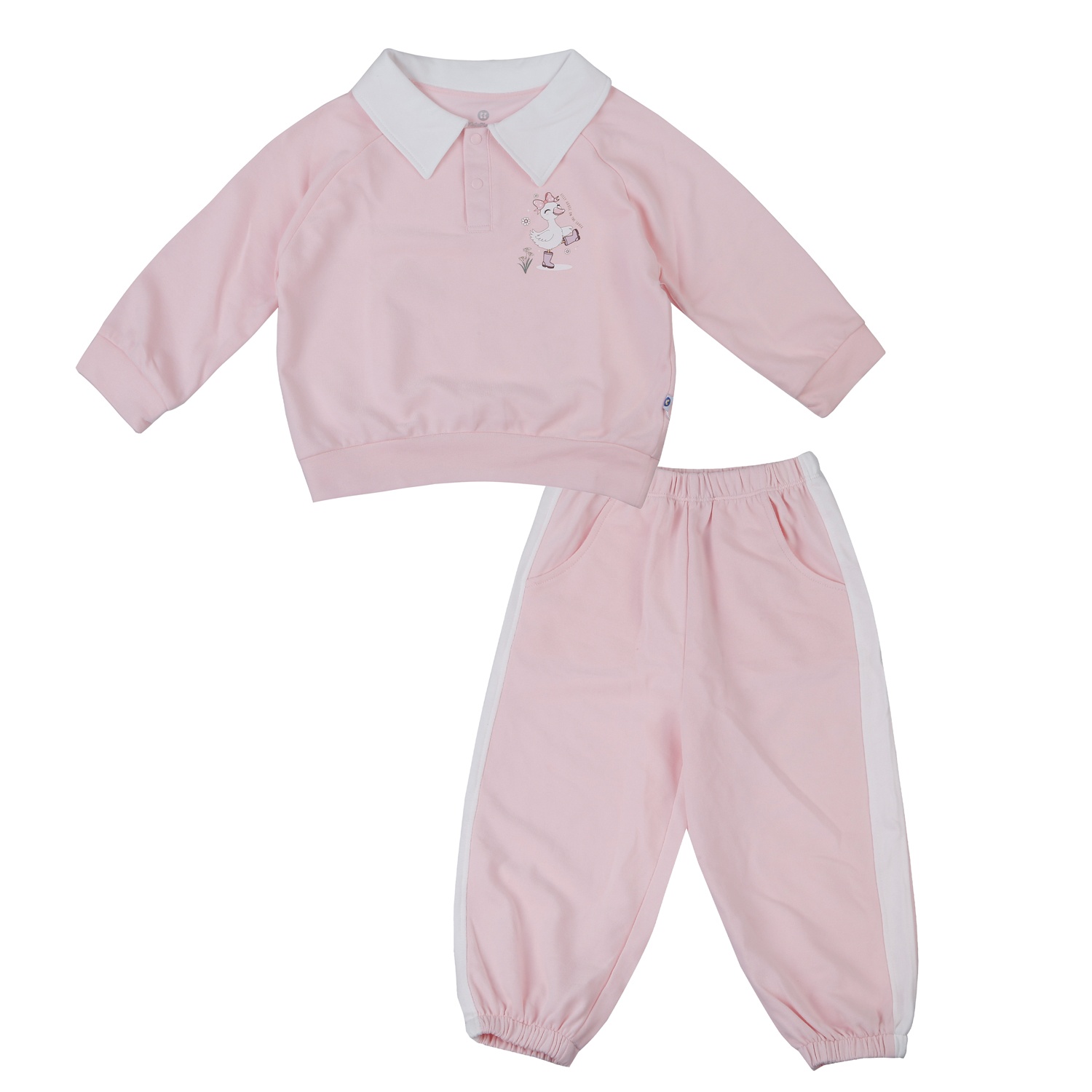 Bộ quần áo dài tay bé gái Kidsplaza in vịt HN25D (Hồng)