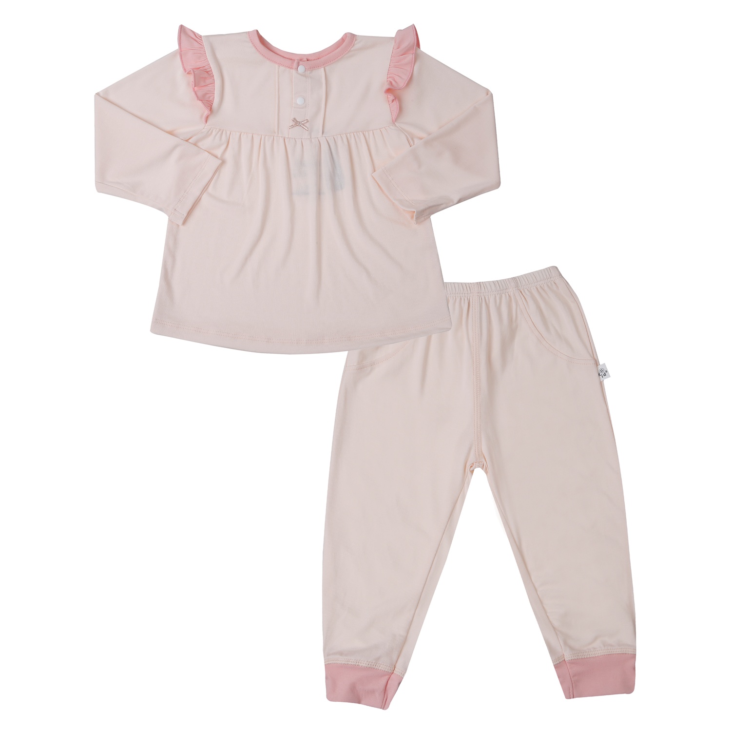 Bộ quần áo dài tay bé gái KidsPlaza Otis tay bèo ND25T (Màu hồng)