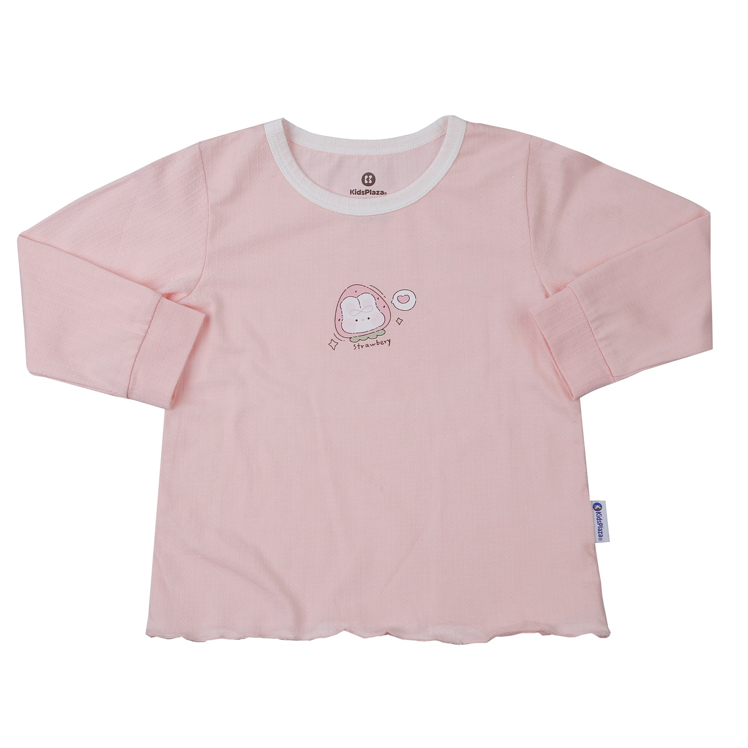 Bộ quần áo dài tay bé gái KidsPlaza rayon in dâu M25T (Hồng)