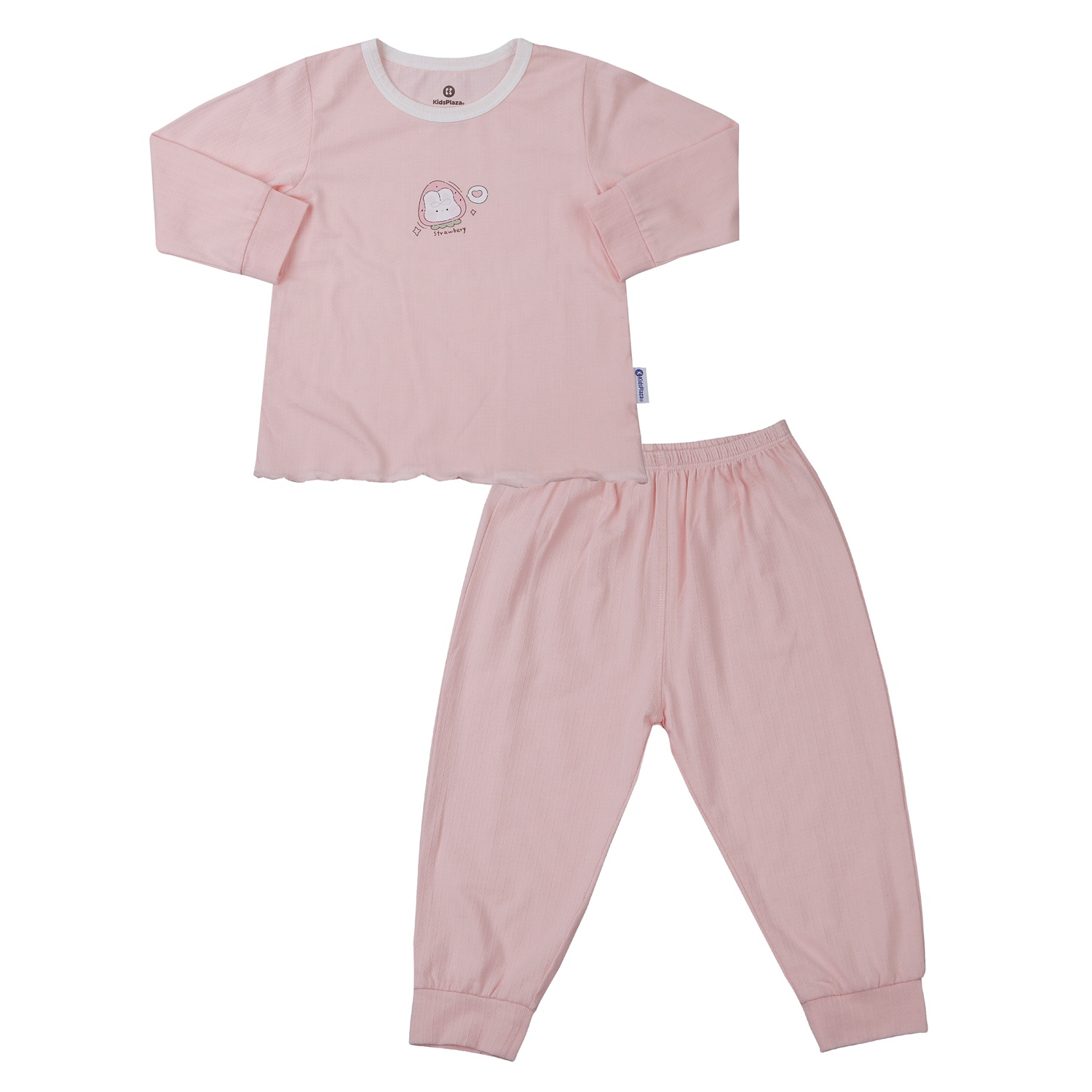 Bộ quần áo dài tay bé gái KidsPlaza rayon in dâu M25T (Hồng)