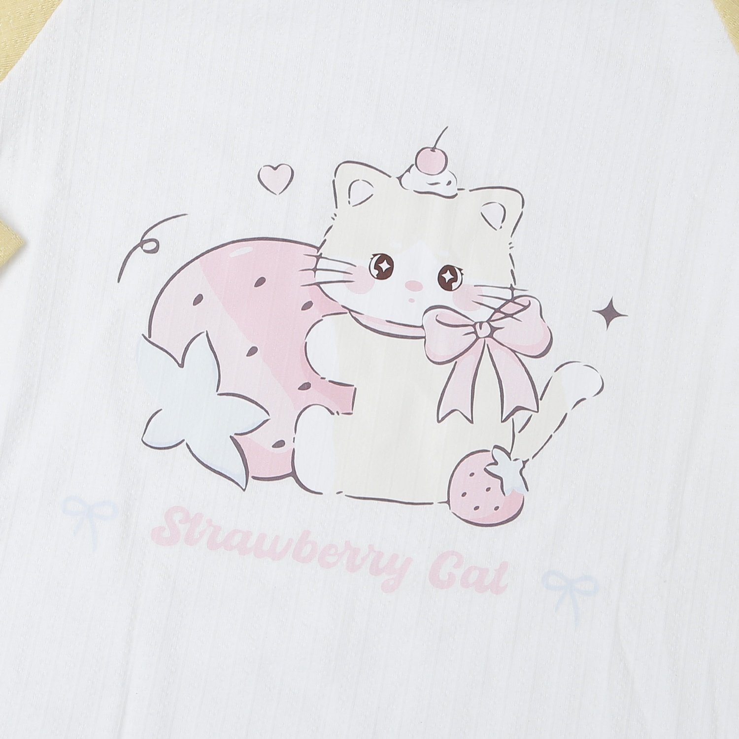 Bộ quần áo dài tay bé gái KidsPlaza rayon in mèo M25T (Trắng vàng)