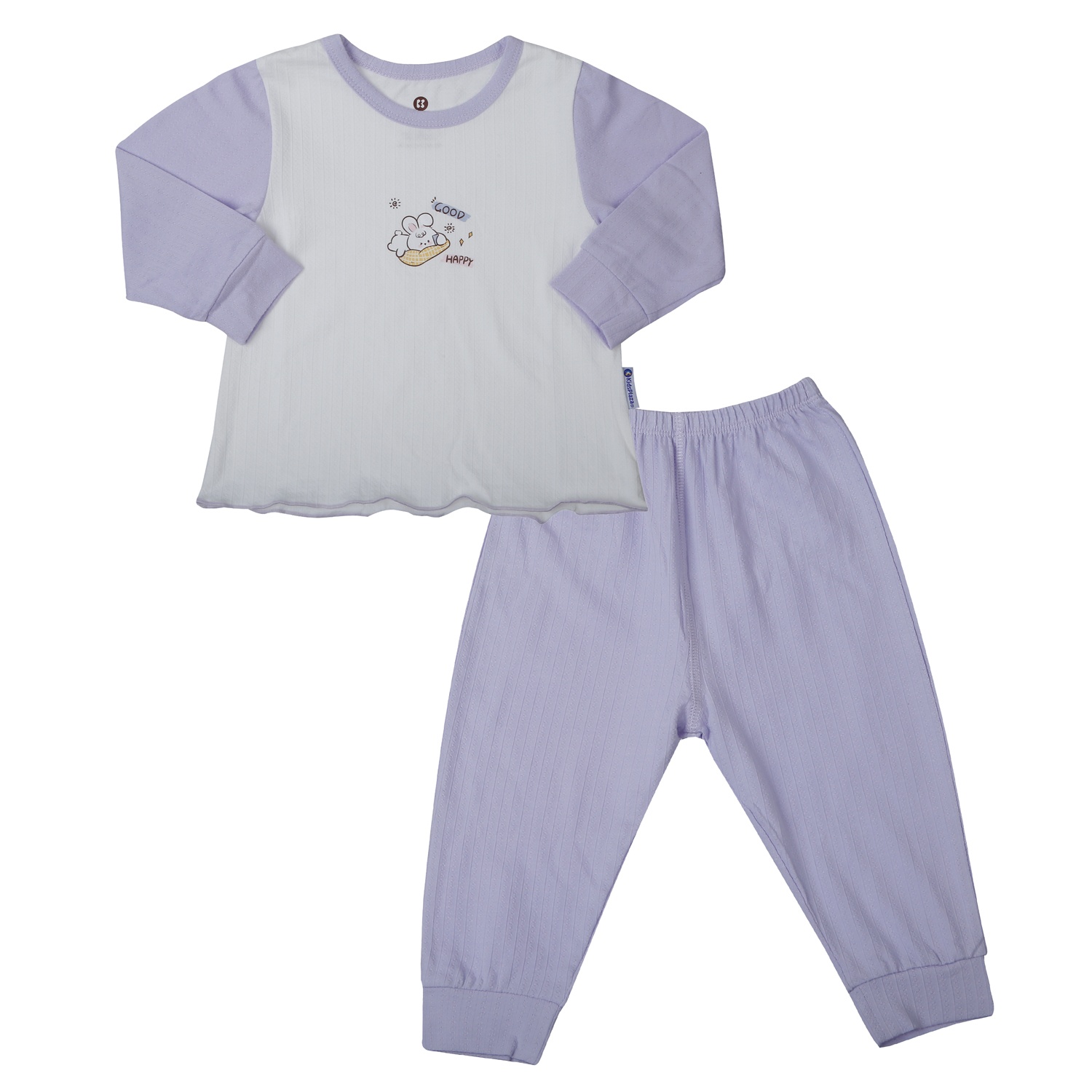 Bộ quần áo dài tay bé gái KidsPlaza rayon in thỏ M25T (Màu tím)