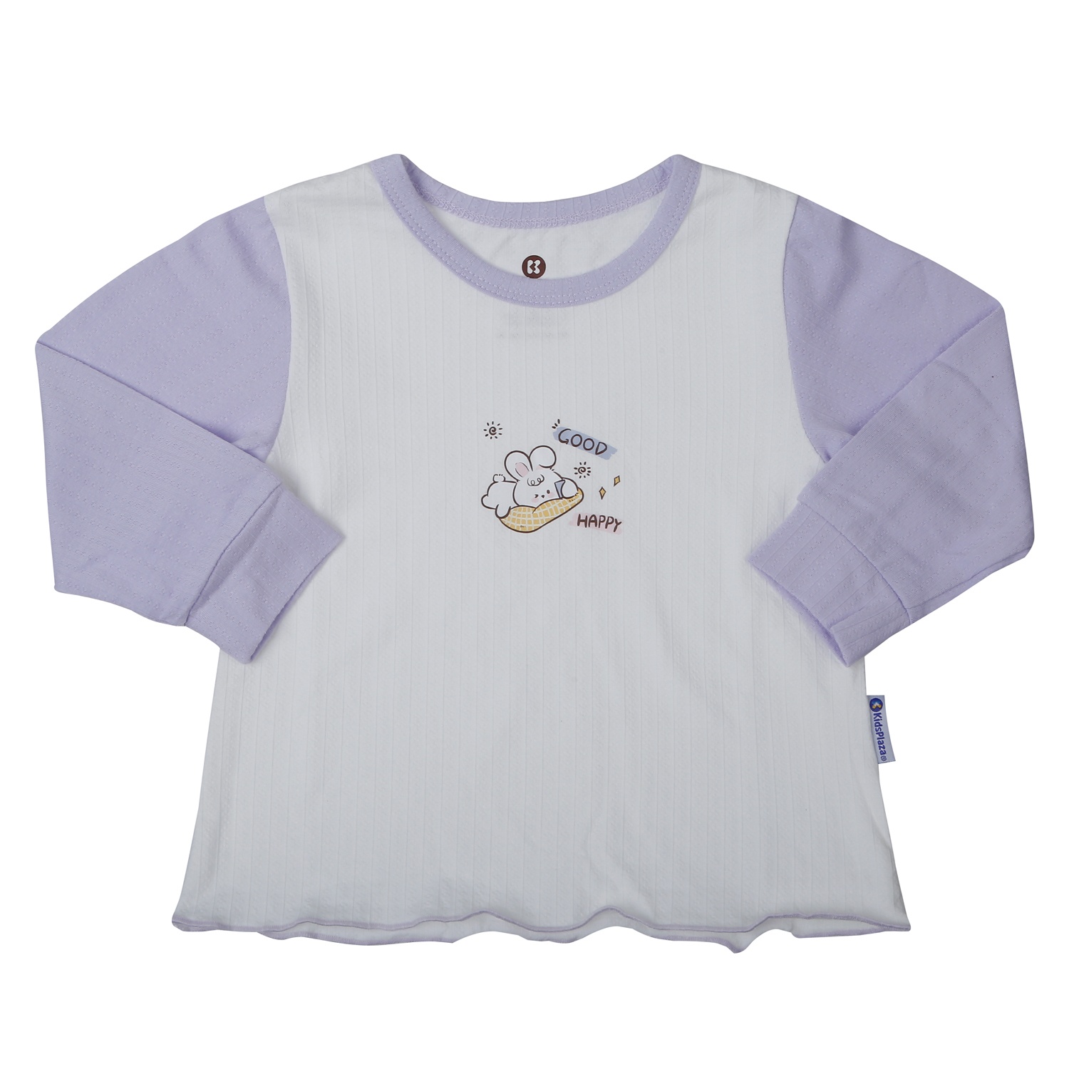 Bộ quần áo dài tay bé gái KidsPlaza rayon in thỏ M25T (Màu tím)