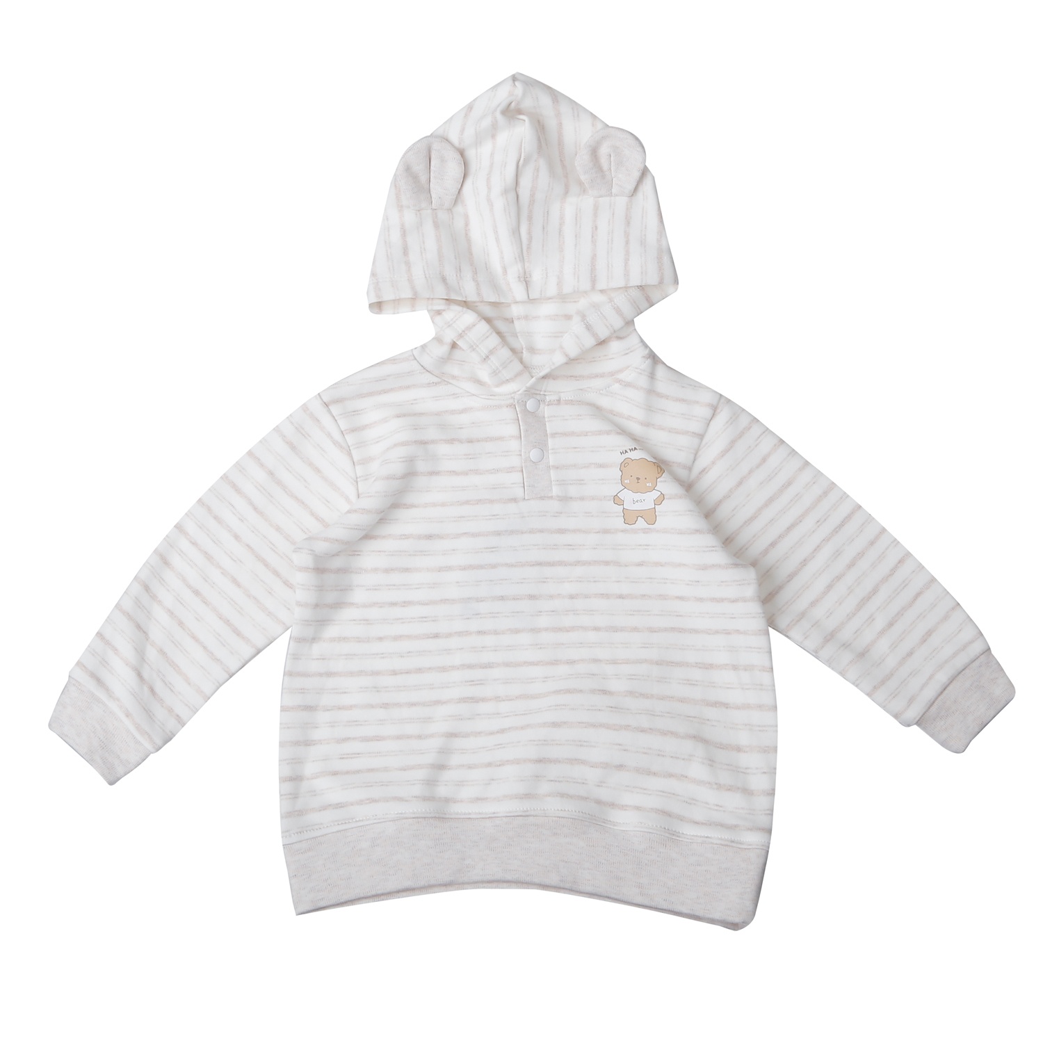 Bộ quần áo dài tay bé trai KidsPlaza có mũ ND25D (Kẻ nâu)