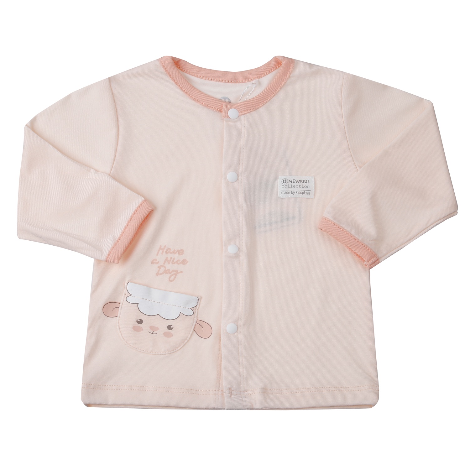 Bộ quần áo dài tay cài giữa KidsPlaza in cừu ND25T (Hồng cam) hình 2