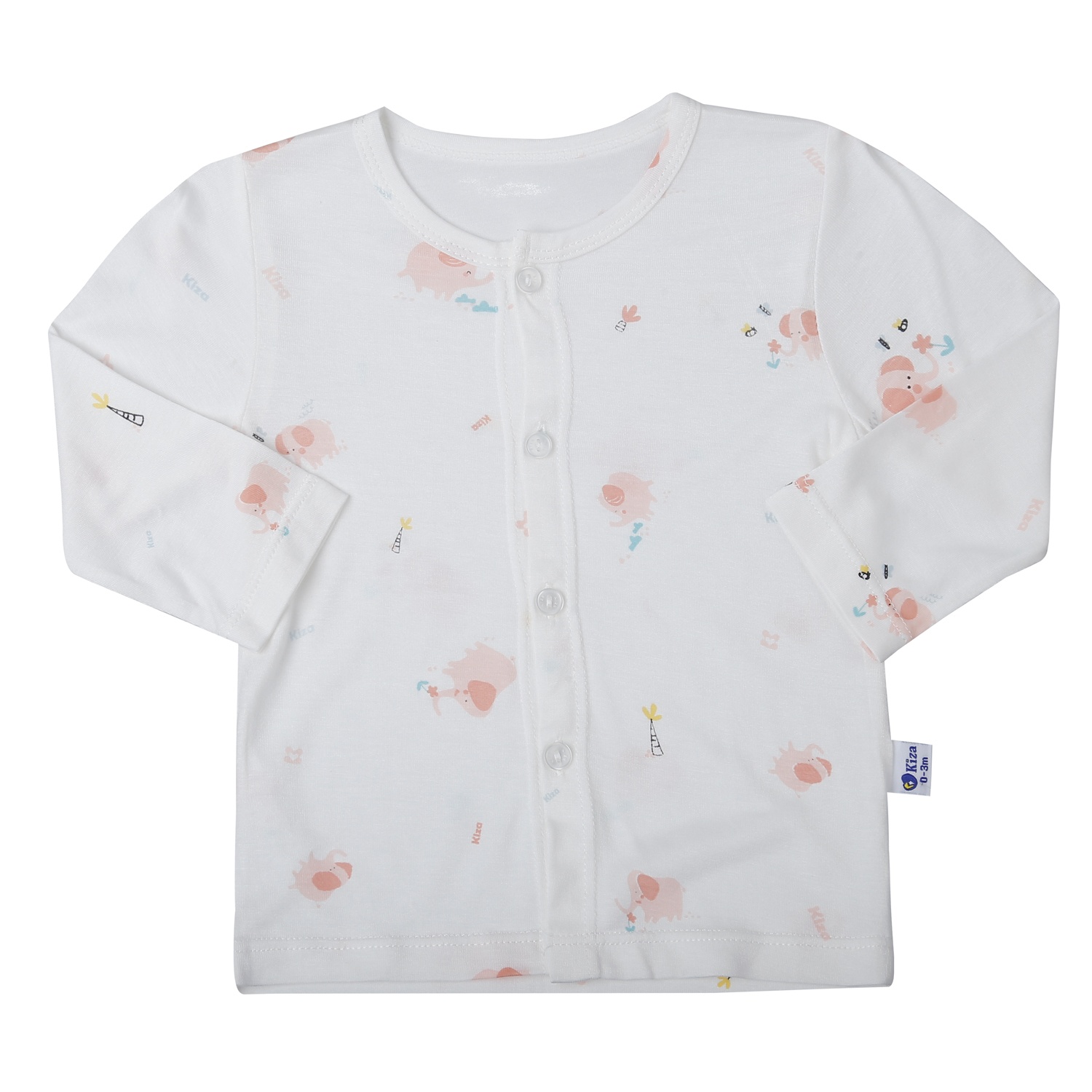 Bộ quần áo dài tay cài giữa Kiza in voi BA24TH (Trắng hồng) hình 3