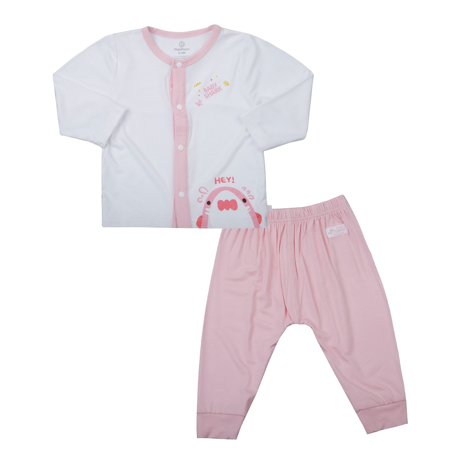 Bộ quần áo dài tay cài giữa KidsPlaza in cá TT25H (Trắng hồng) hình 1