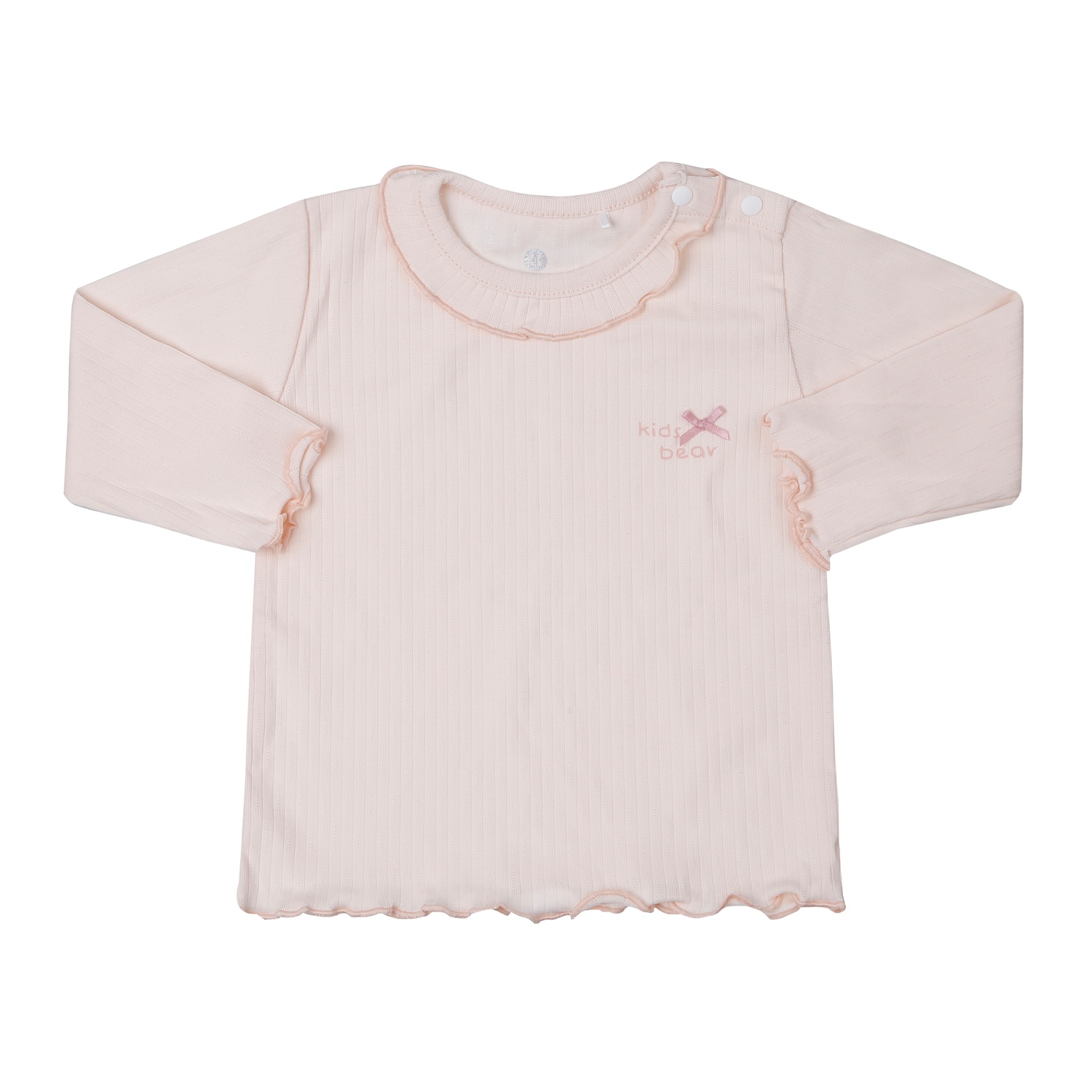 Bộ quần áo dài tay cài vai KidsPlaza kẻ tăm ND25T (Hồng) hình 2