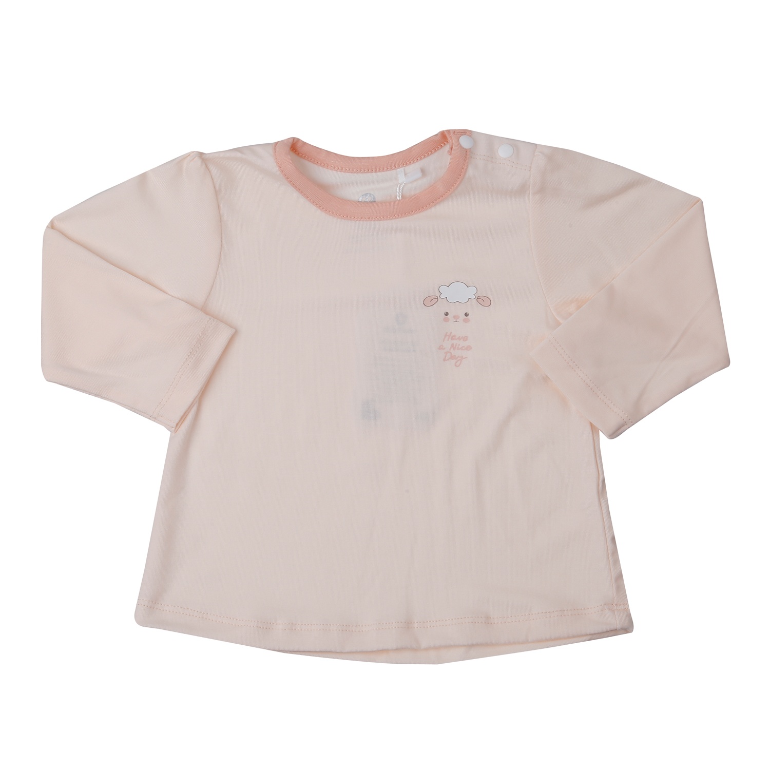 Bộ quần áo dài tay cài vai KidsPlaza Otis in cừu ND25T (Hồng cam)