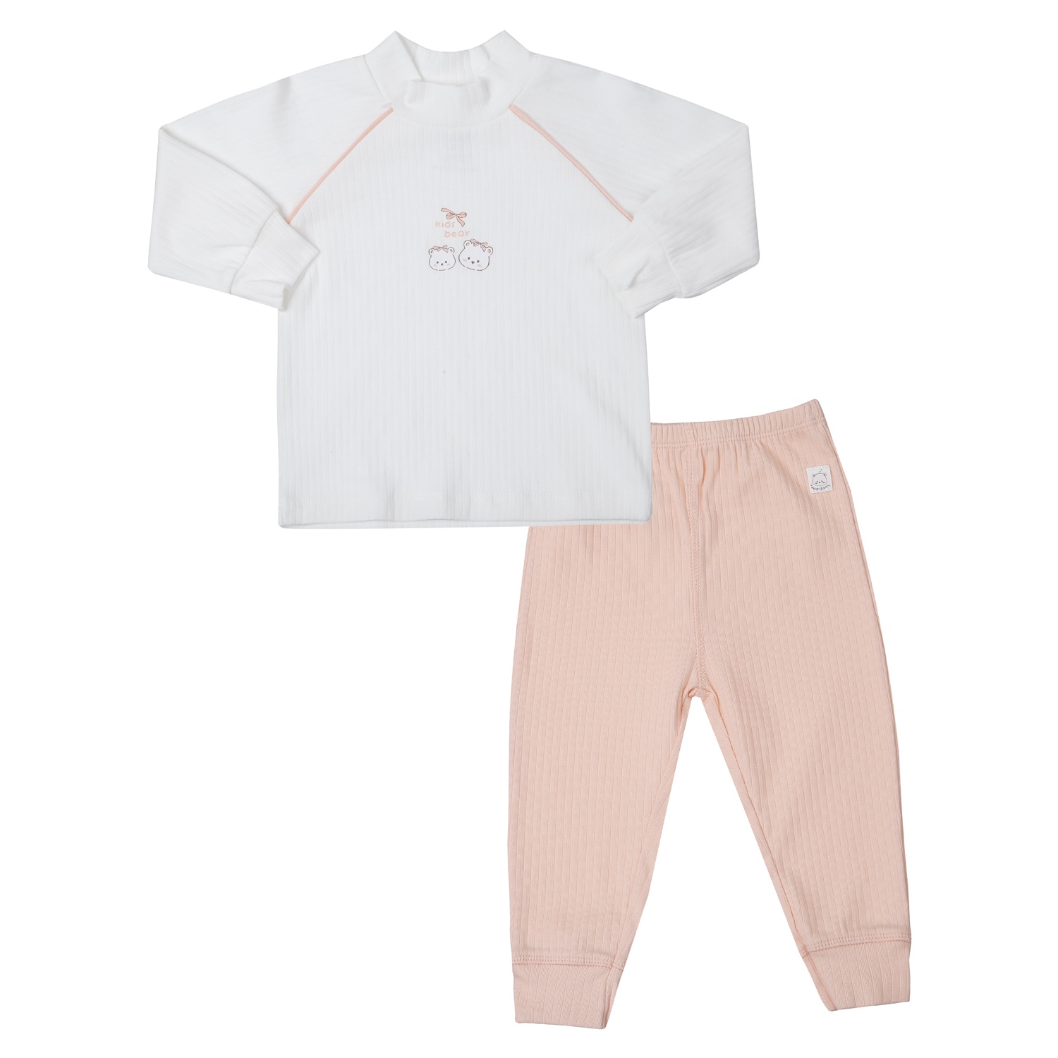 Bộ quần áo dài tay KidsPlaza cổ 3 phân kẻ tăm ND25T (Hồng)