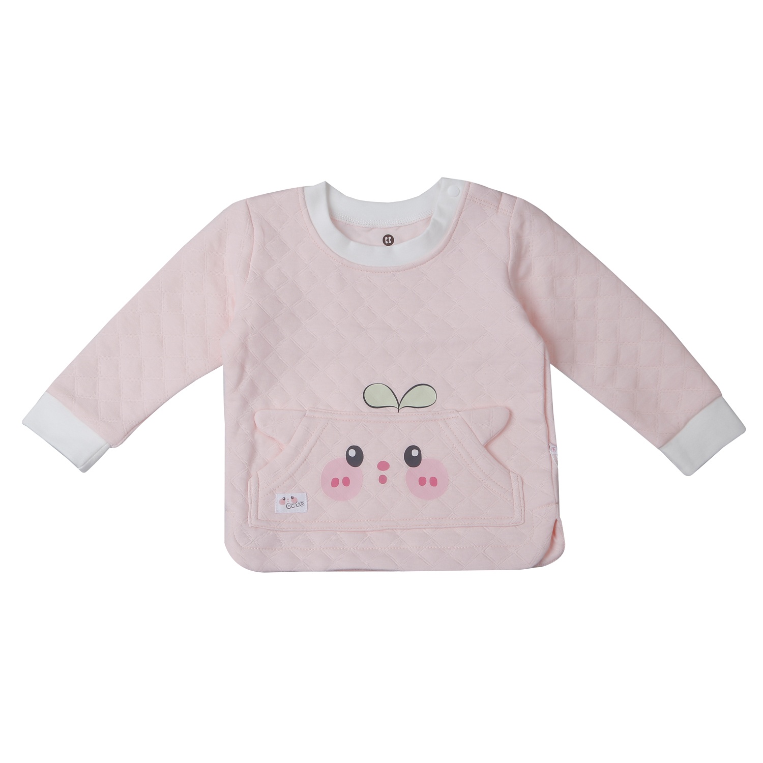 Bộ quần áo dài tay trần bông cài vai KidsPlaza M25D (Hồng) 