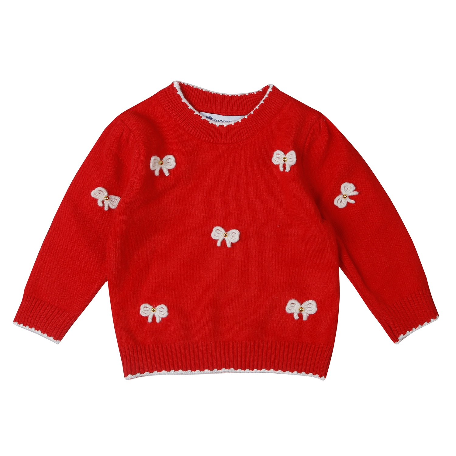  Bộ quần áo len bé gái Mamago đính nơ 25M-QA03 (Đỏ)