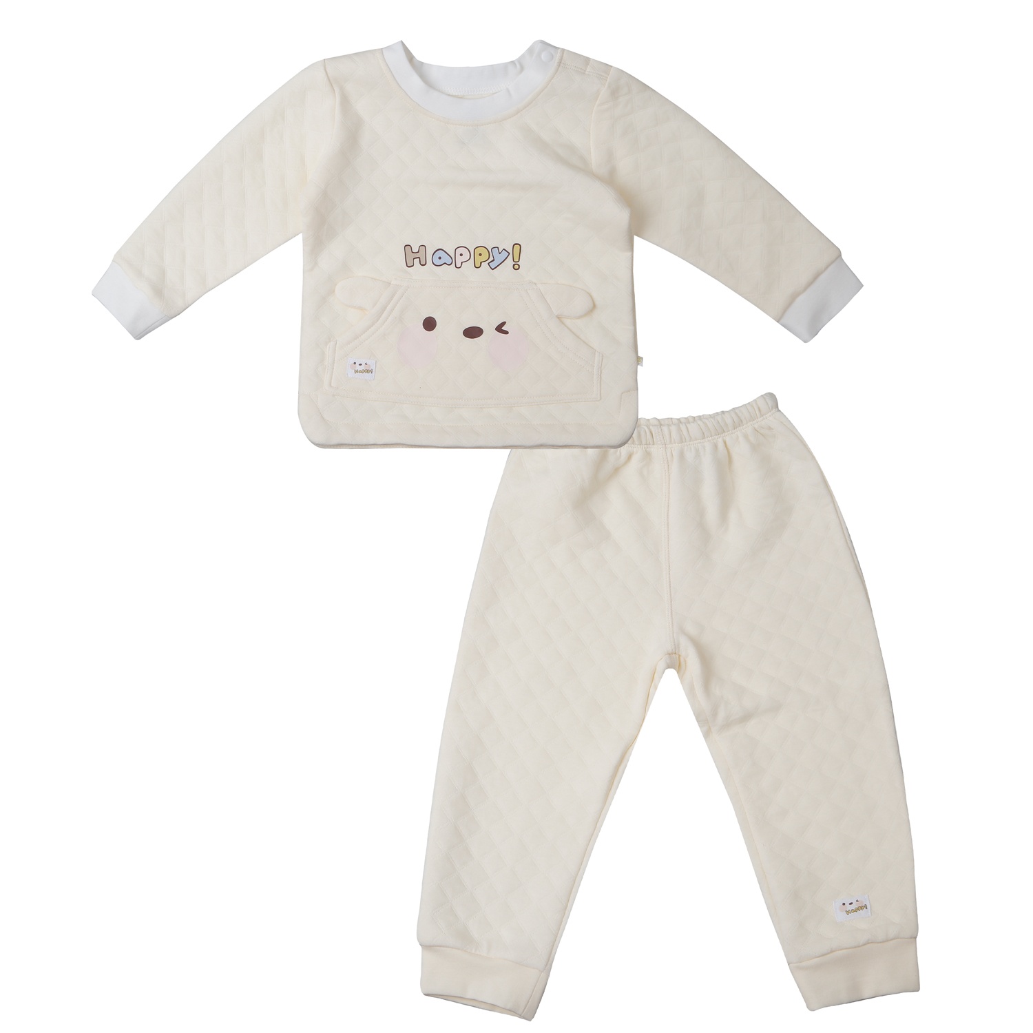 Bộ quần áo trần bông cài vai KidsPlaza M25D (Vàng)