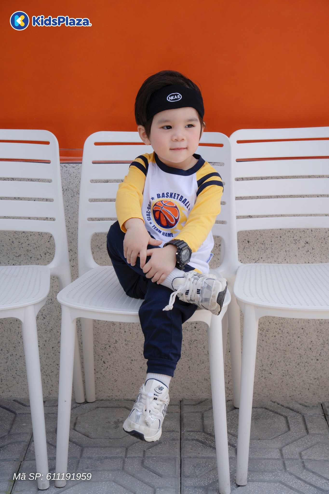 Bộ quần áo dài tay bé trai KidsPlaza cotton in basketball M25T (Vàng)