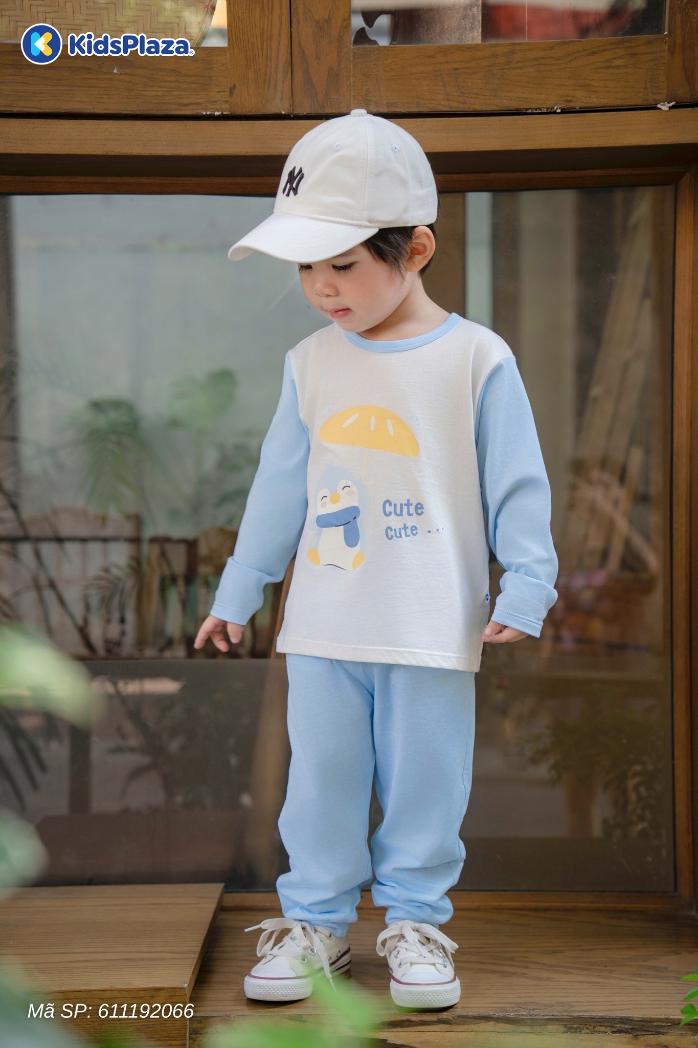 Bộ quần áo dài tay bé trai KidsPlaza in chim cánh cụt HN25T (Xanh) hình 1