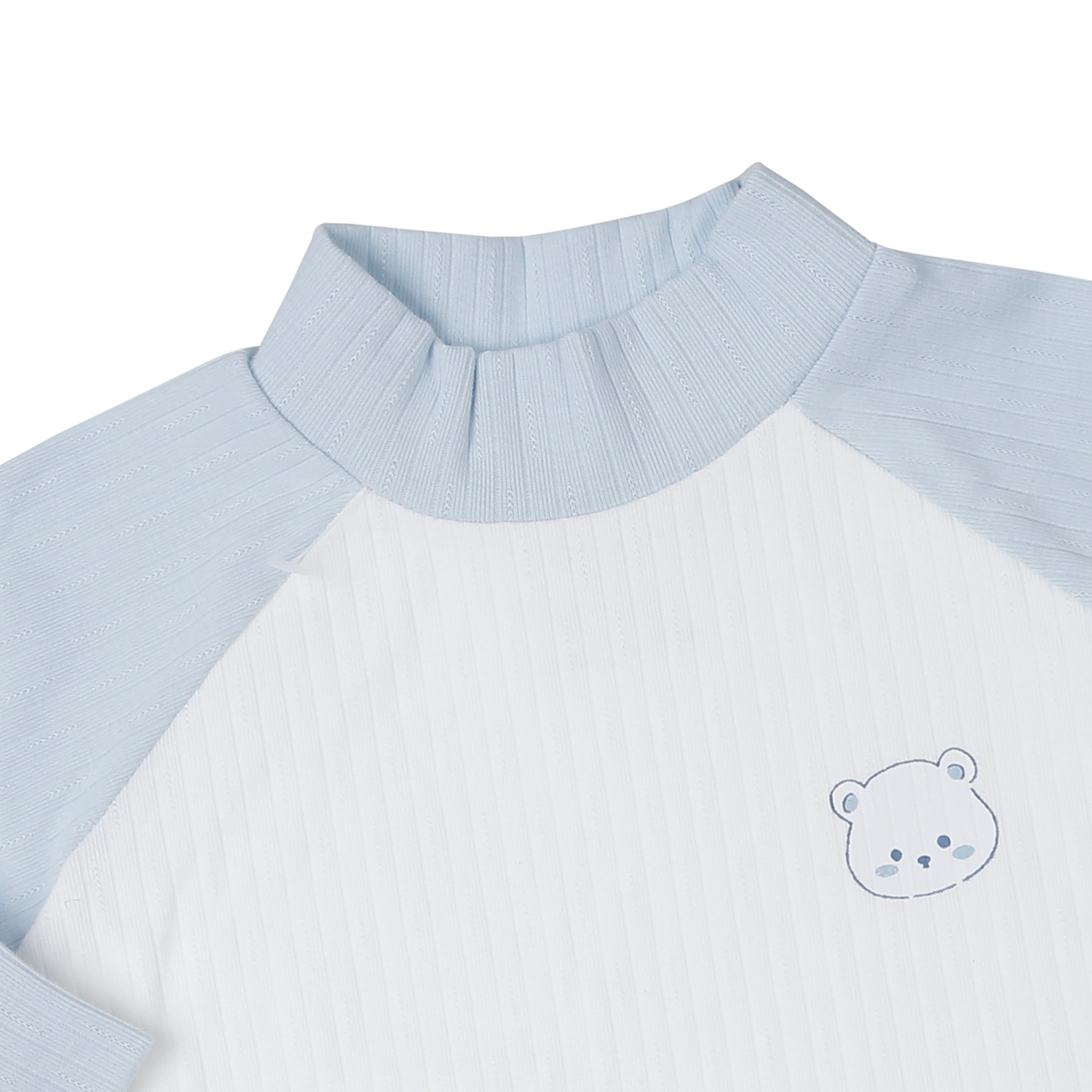 Áo cổ 3 phân cho bé trai KidsPlaza kẻ tăm ND25T (Trắng phối xanh) hình 2