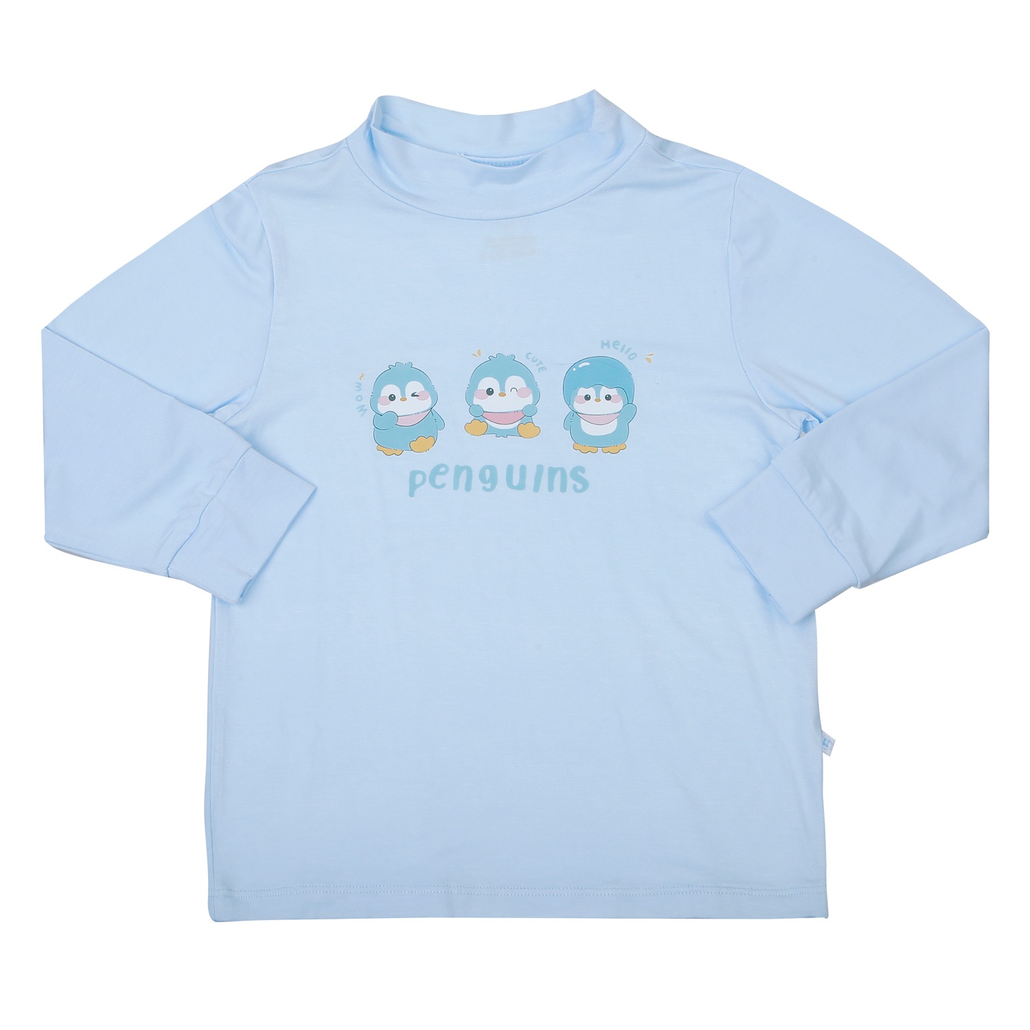 Áo cổ 3 phân bé trai KidsPlaza Modal in chim cánh cụt M25T (Xanh)