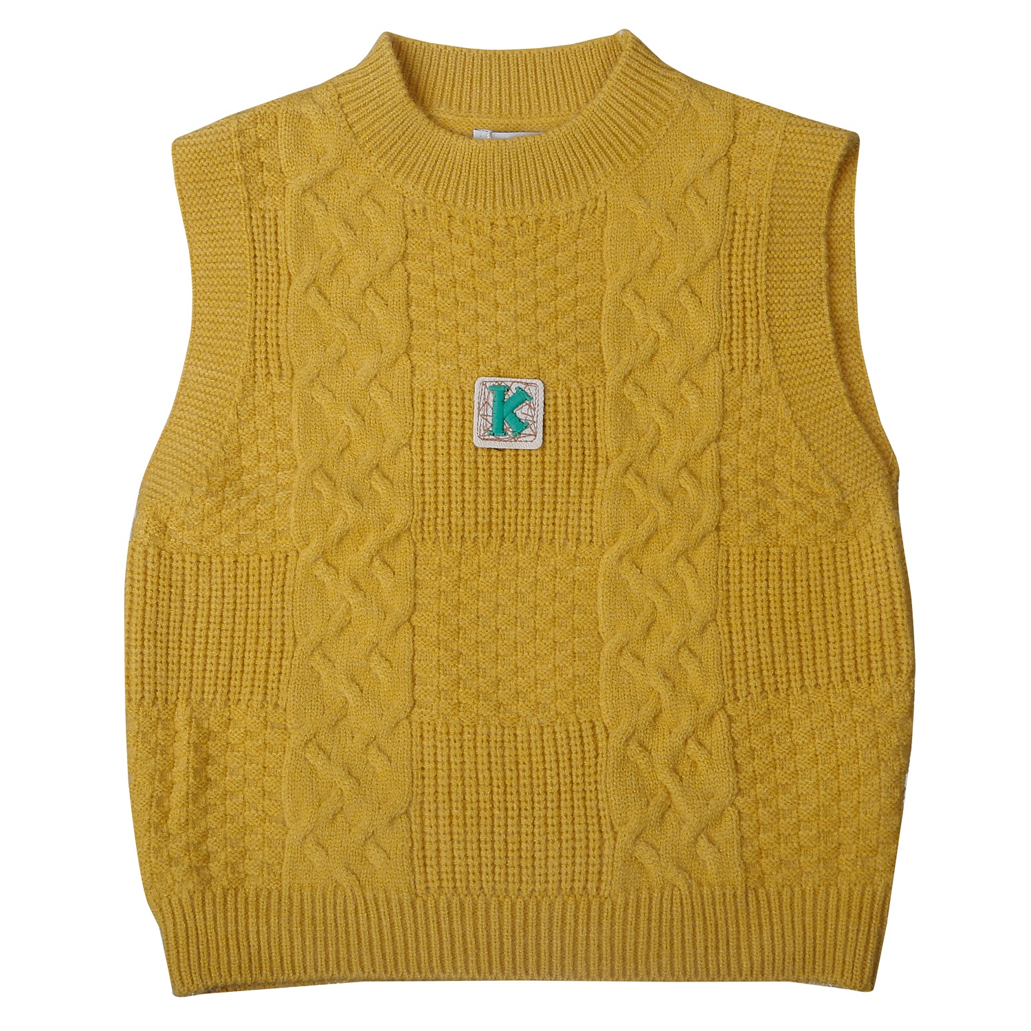 Áo gile len basic Mamago chui thêu chữ K 25M-G07 (Vàng)