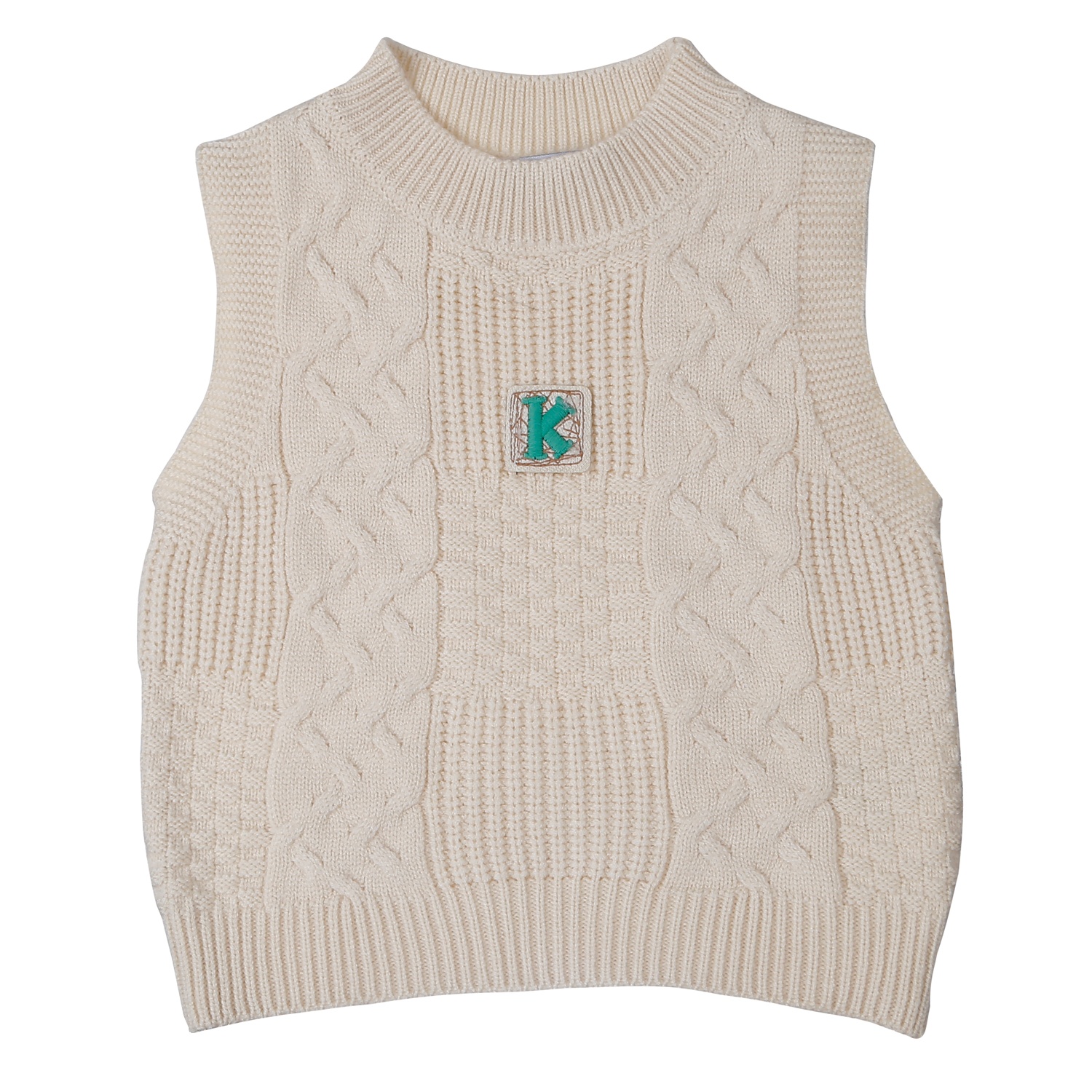 Áo Gile len bé trai Mamago Basic chui chữ K 25M-G07 (Be)