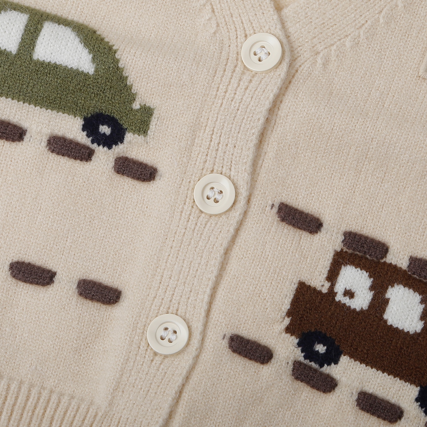 Áo gile len bé trai Mamago cài cúc dệt ô tô 25M-G12 (Be)