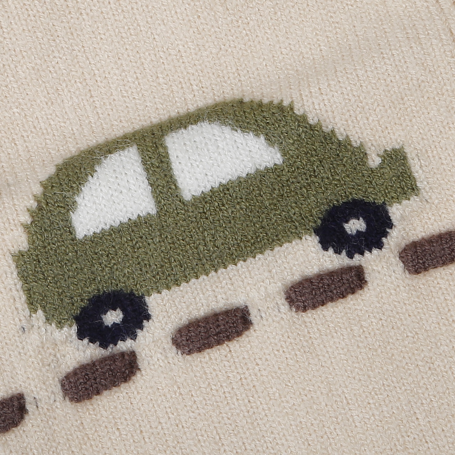 Áo gile len bé trai Mamago cài cúc dệt ô tô 25M-G12 (Be)