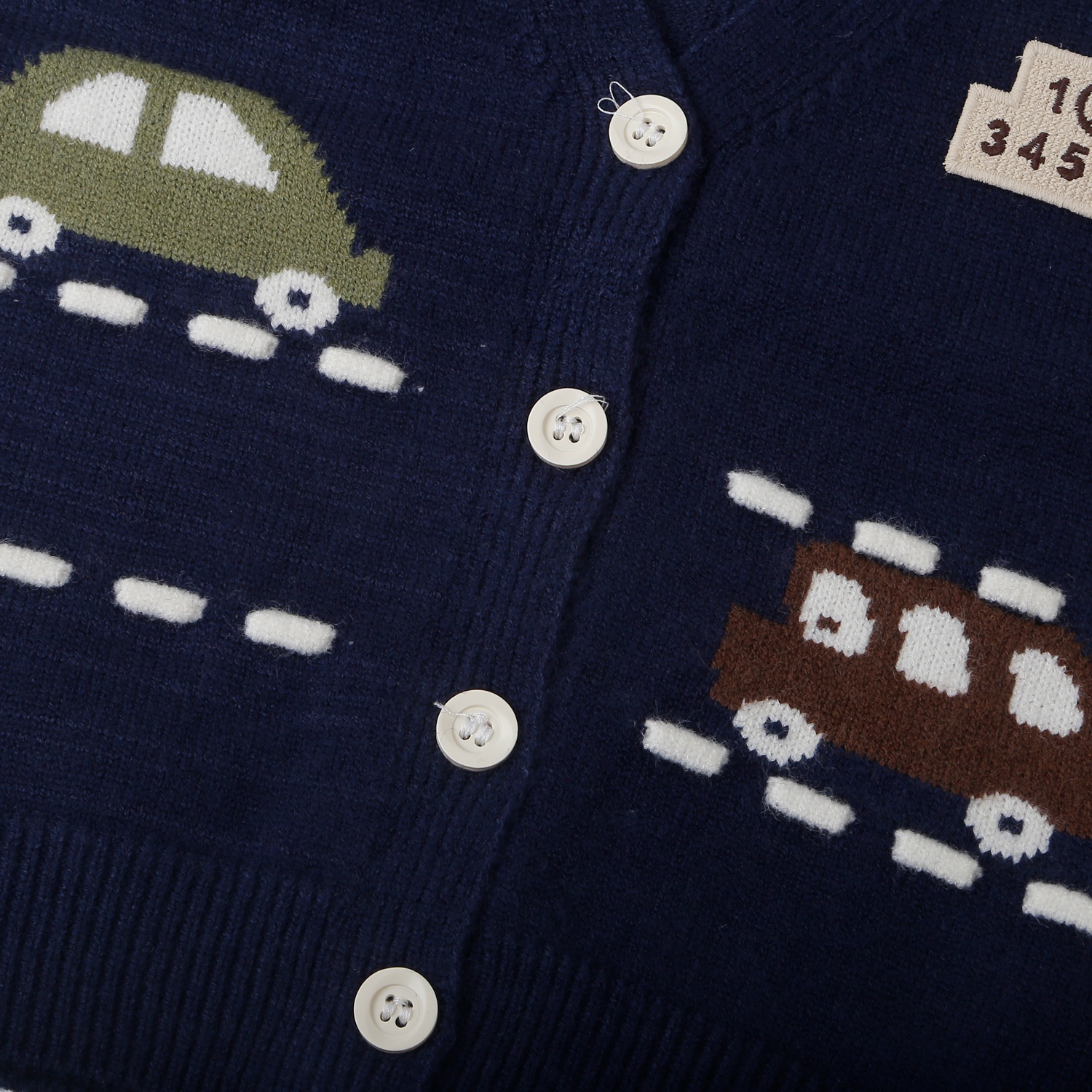 Áo gile len bé trai Mamago cài cúc dệt ô tô 25M-G12 (Xanh than)