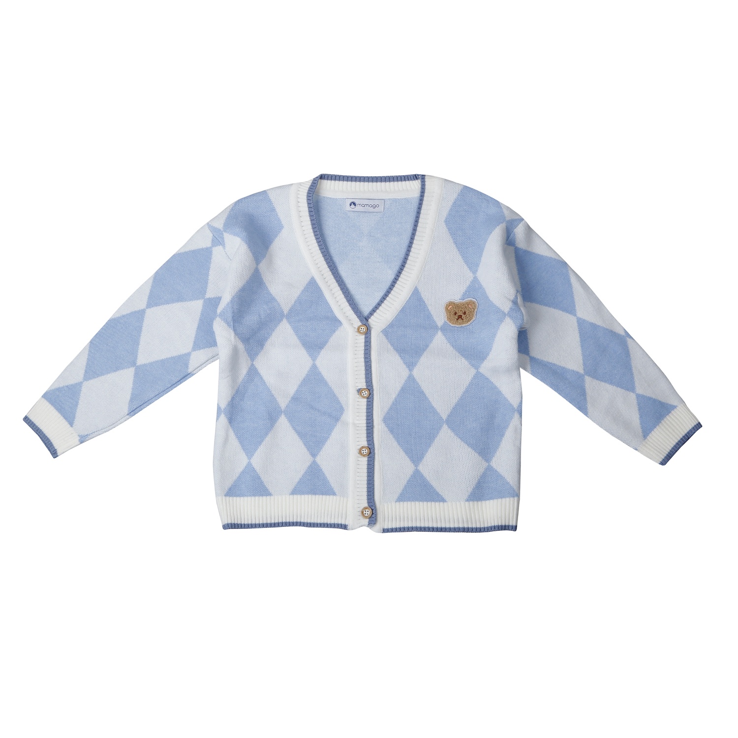 Áo len cho bé Mamago basic cài cúc Thoi 25M-A02 (Xanh)