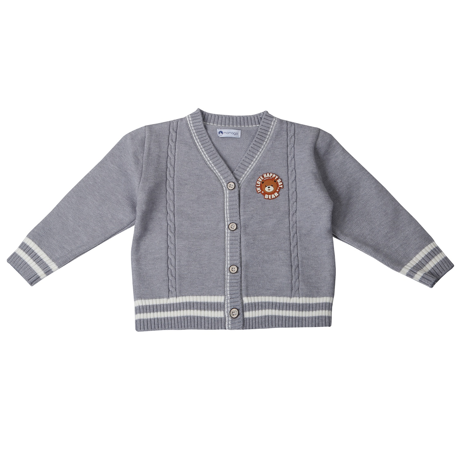 Áo len Mamago basic 4 cúc viền 25M-A03 (Ghi)