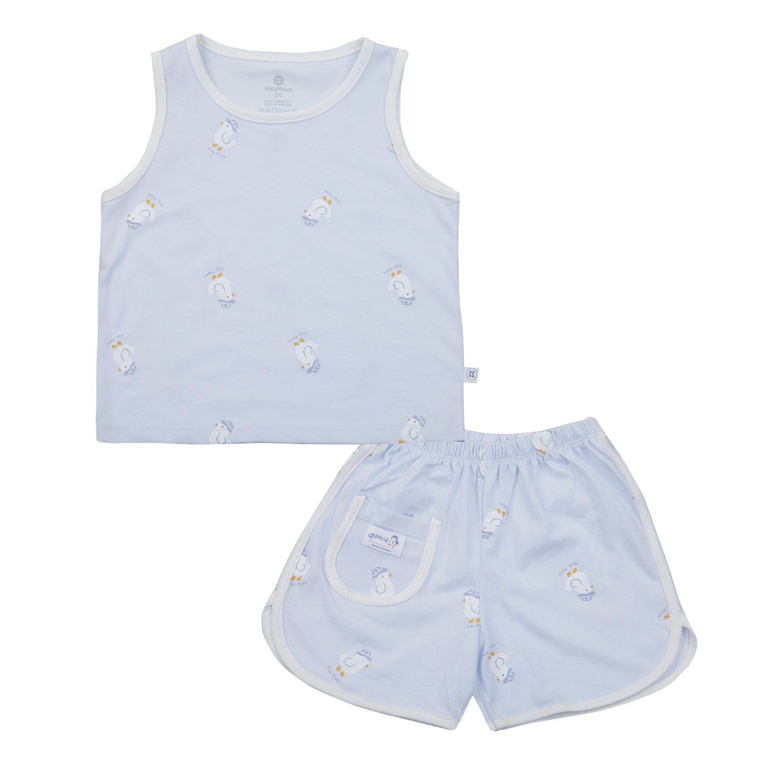 Bộ ba lỗ bé trai Kidsplaza in vịt BA25H (Xanh) hình 1