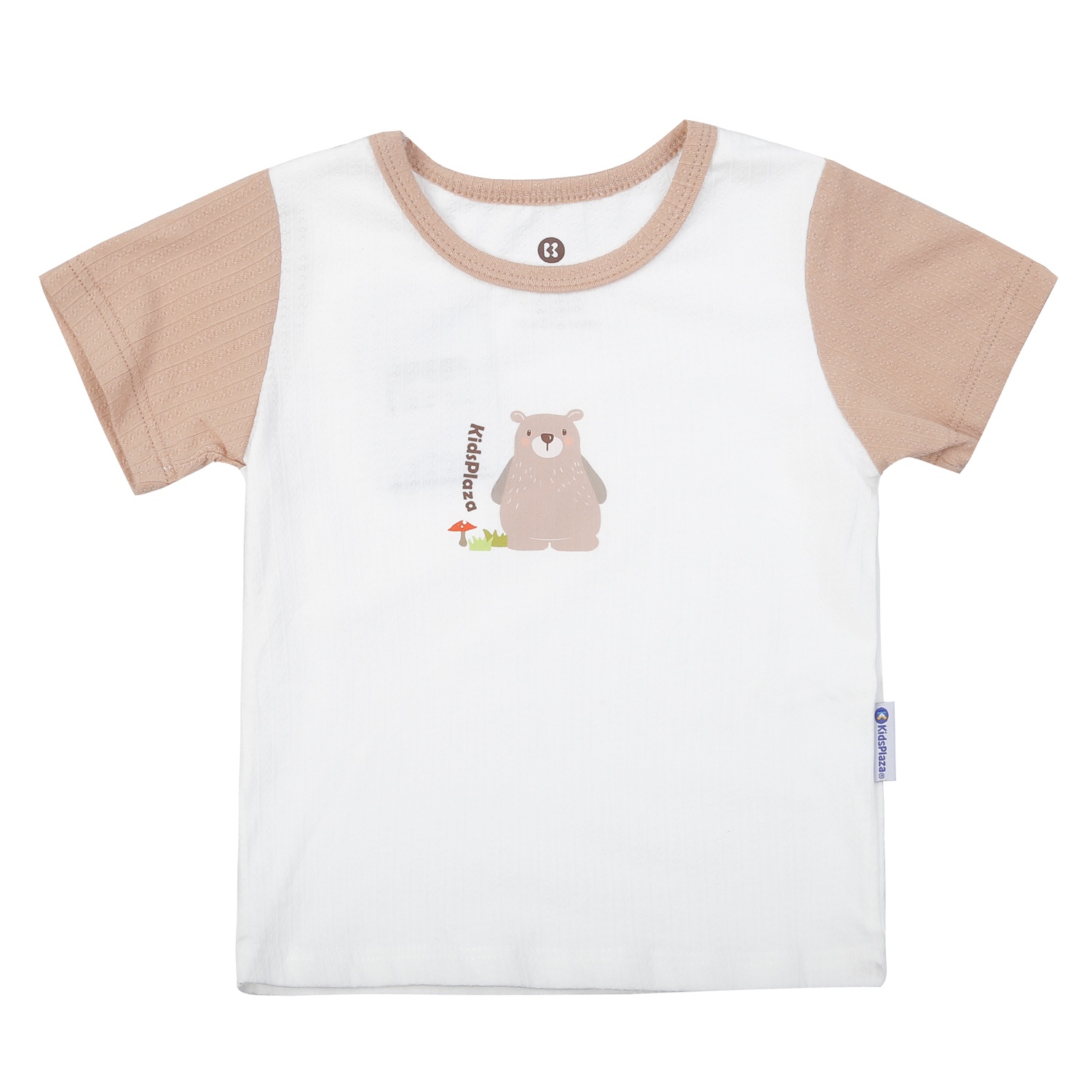 Bộ cộc tay bé trai KidsPlaza in gấu M25H (Trắng nâu)