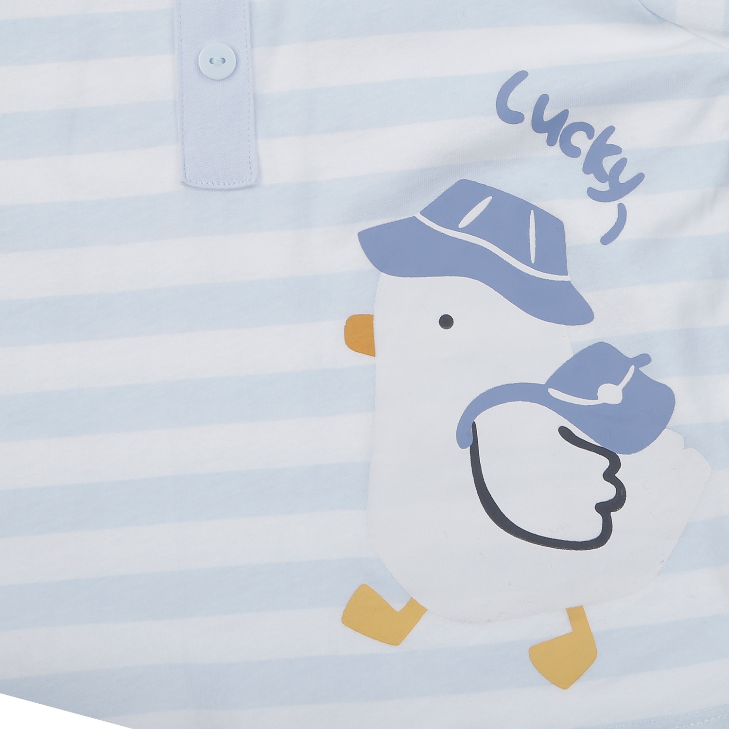 Bộ cộc bé trai Kidsplaza kẻ in vịt BA25H (Xanh) 