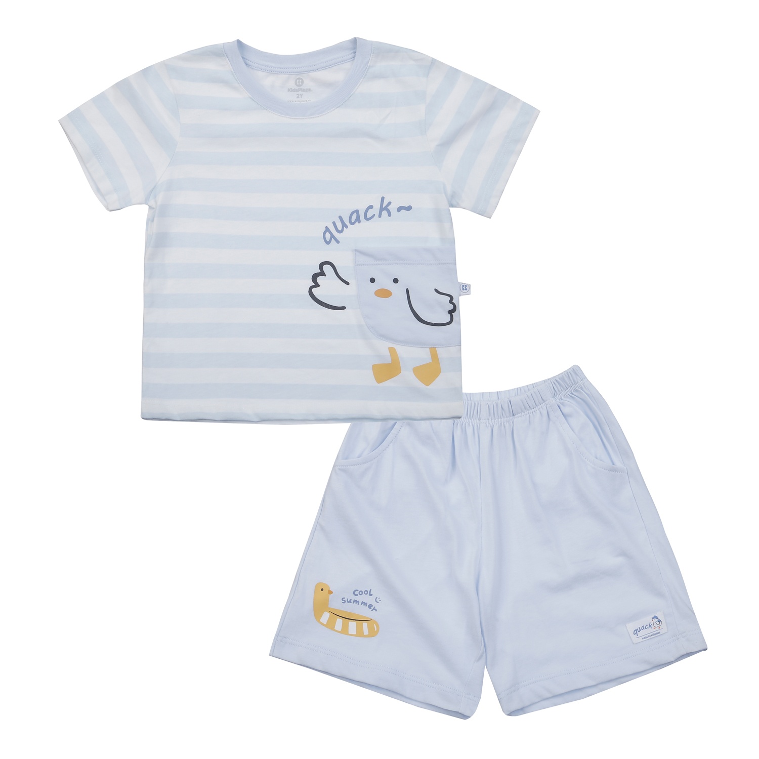 Bộ cộc bé trai Kidsplaza in vịt BA25H (Xanh) hình 1