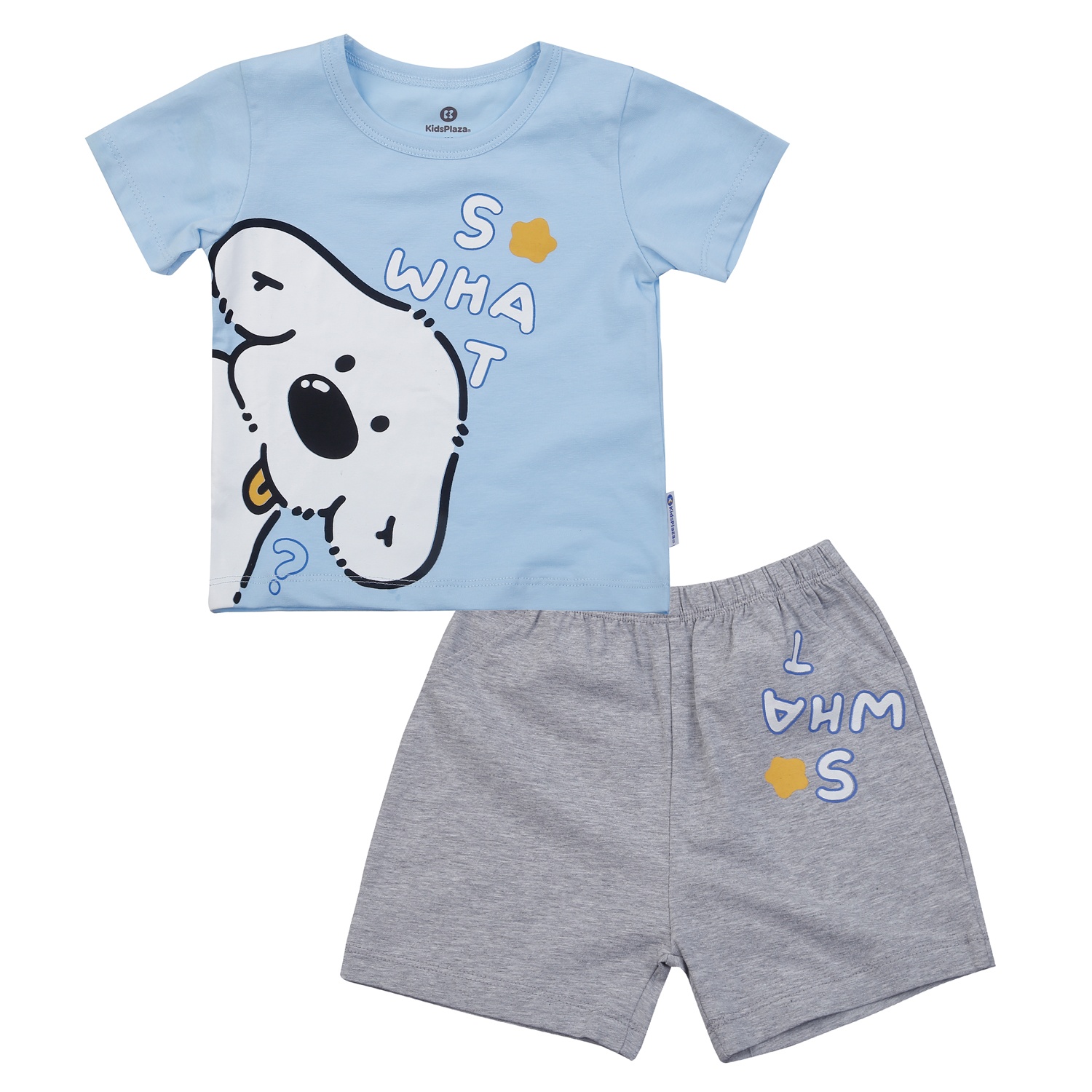 Bộ cộc tay bé trai KidsPlaza in cún M25H (Xanh xám) hình 1