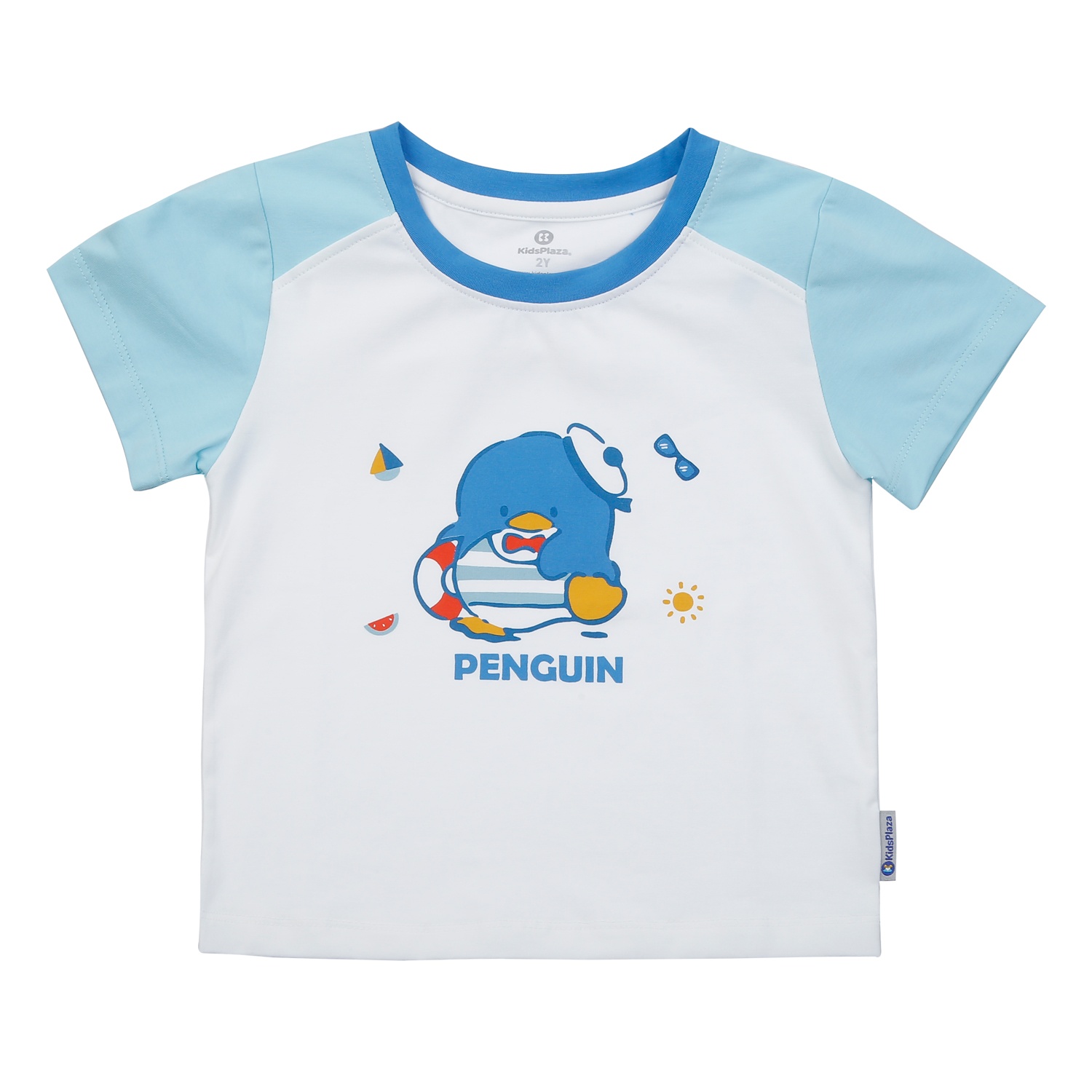 Bộ cộc tay bé trai KidsPlaza in Penguin TT25H (Trắng xanh) hình 2